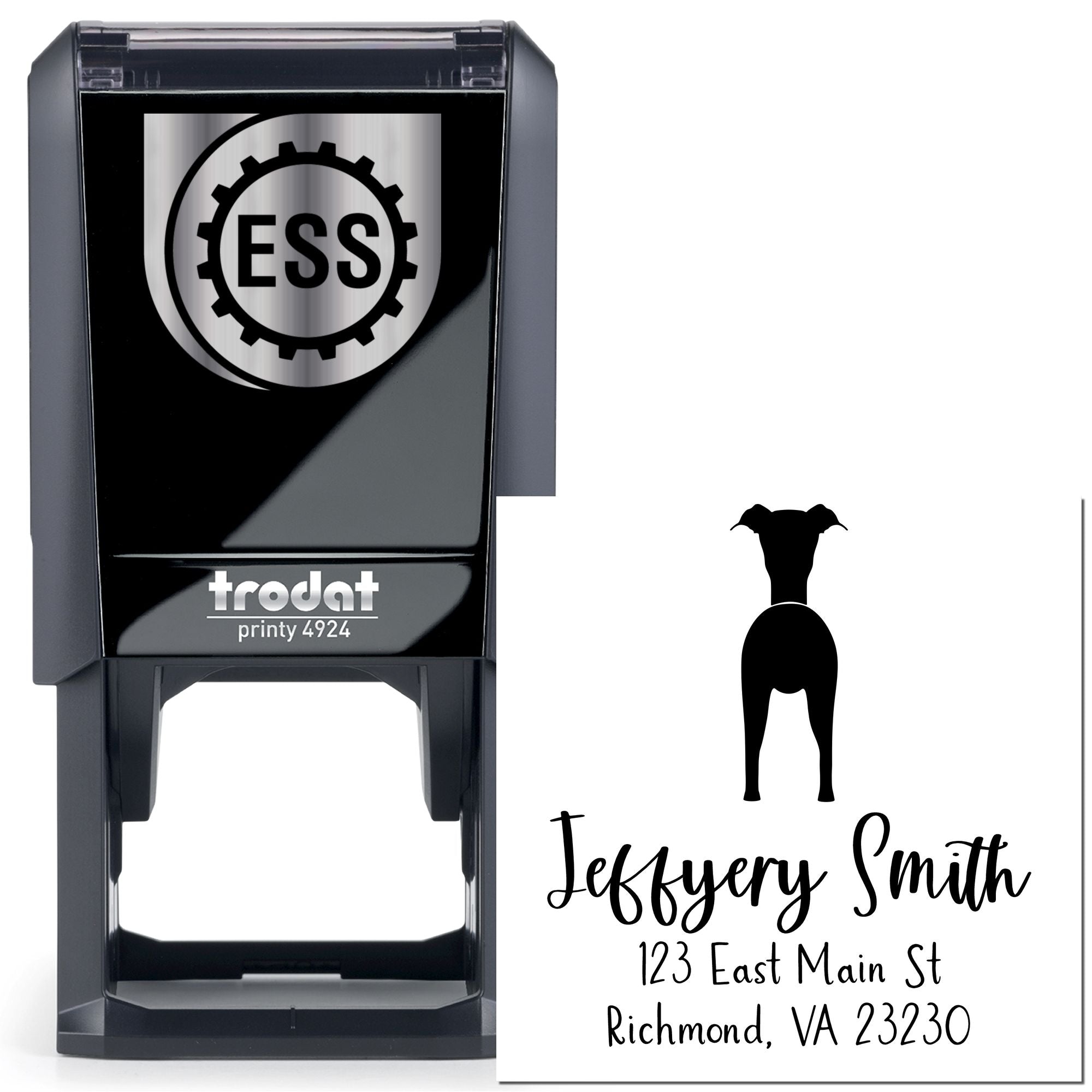 Self-Inking Italian Greyhound Custom-Made Dog Design Address Stamper - Engineer Seal Stamps