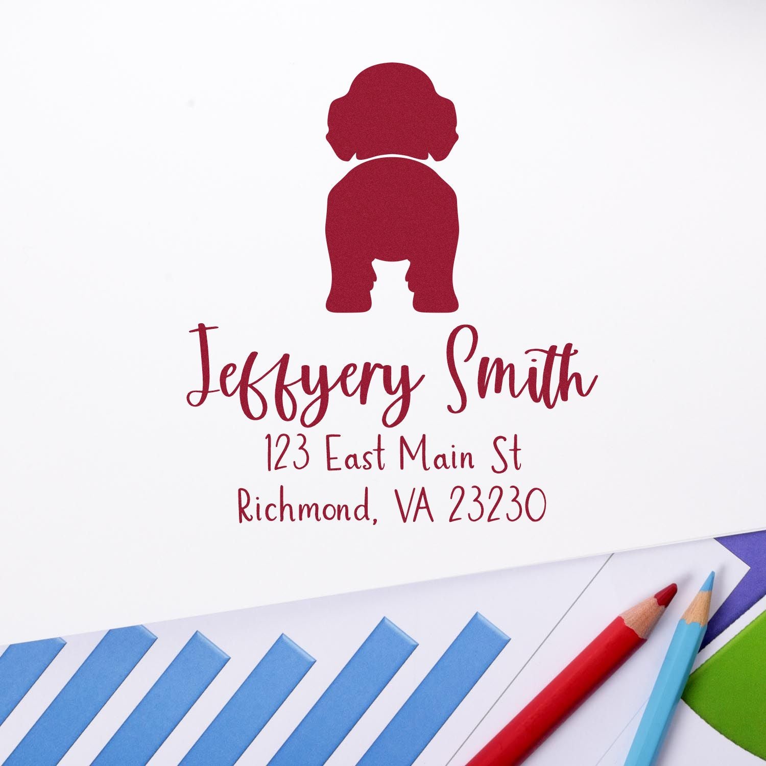 Wood Handle Labradoodle Custom Mail Address Stamp for Envelopes - Engineer Seal Stamps