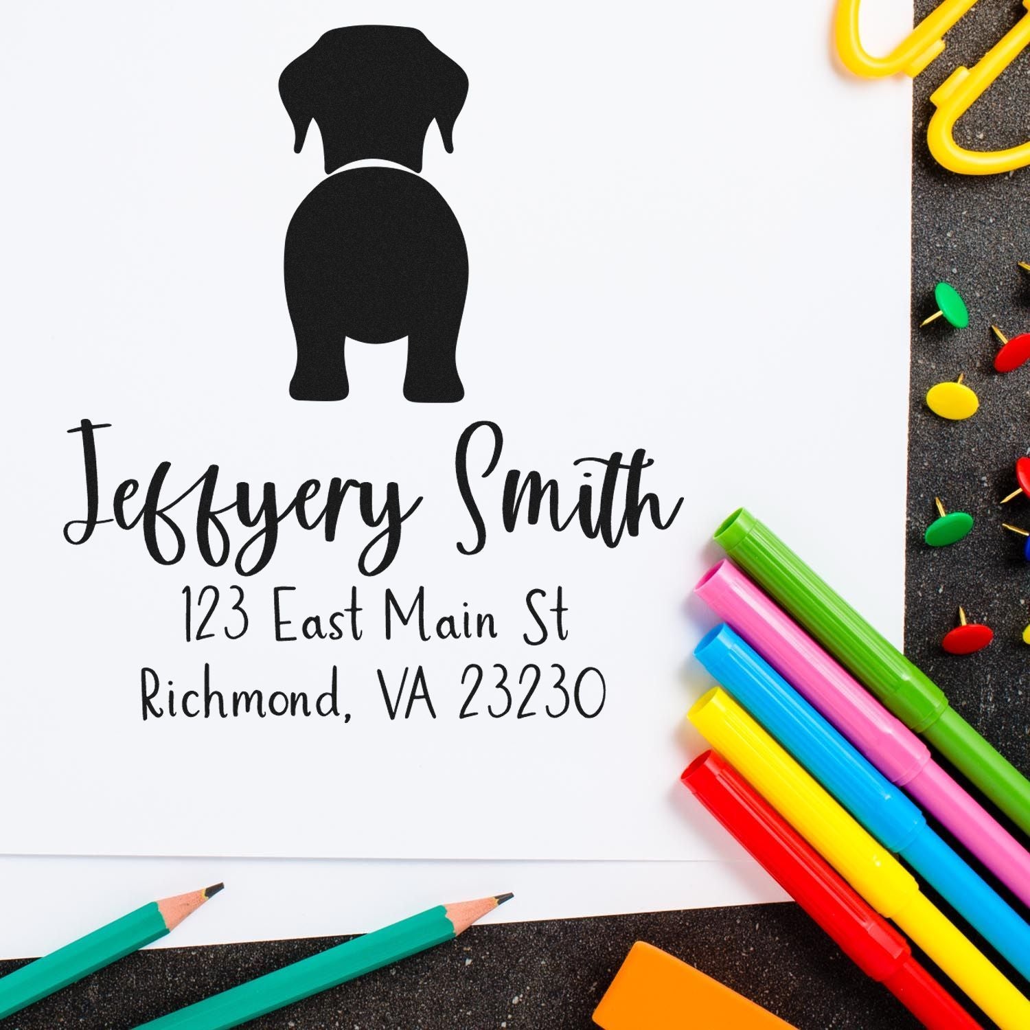 PSI Pre-Inked Labrador Made-to-Order New Address Stamp for Envelopes - Engineer Seal Stamps