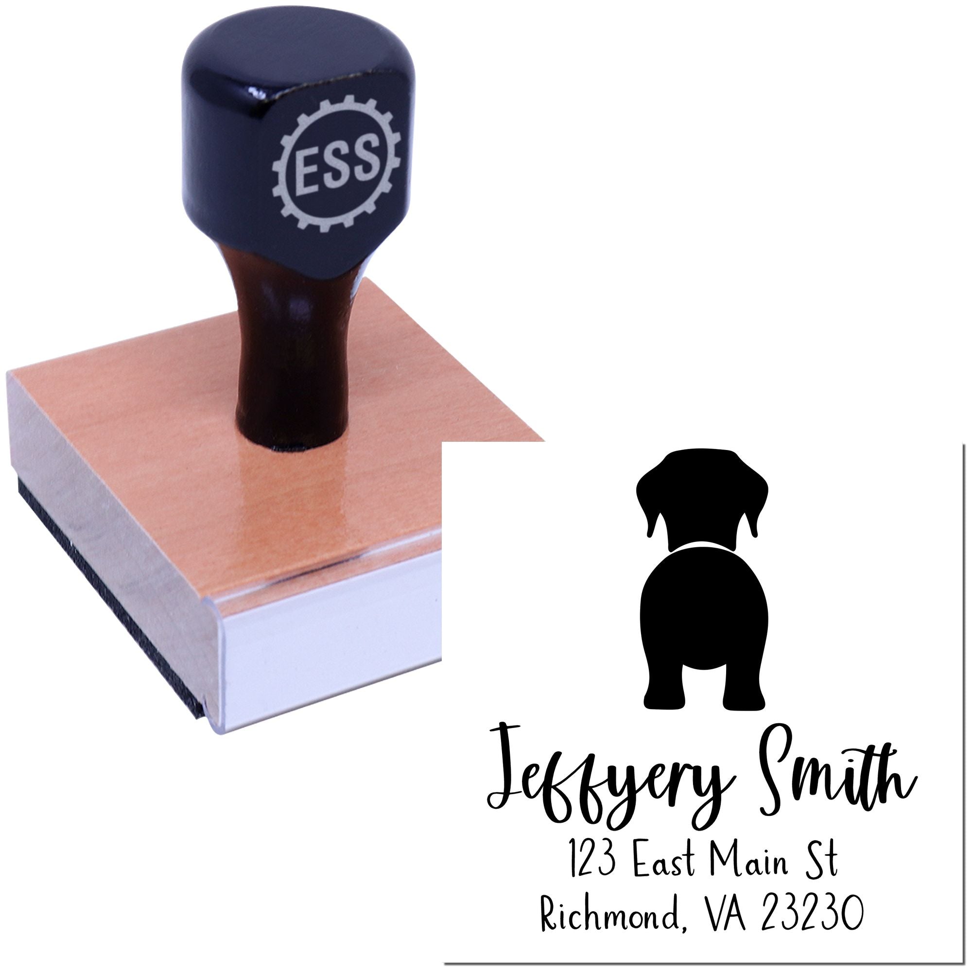 Wood Handle Labrador Custom Mail Address Stamper - Engineer Seal Stamps