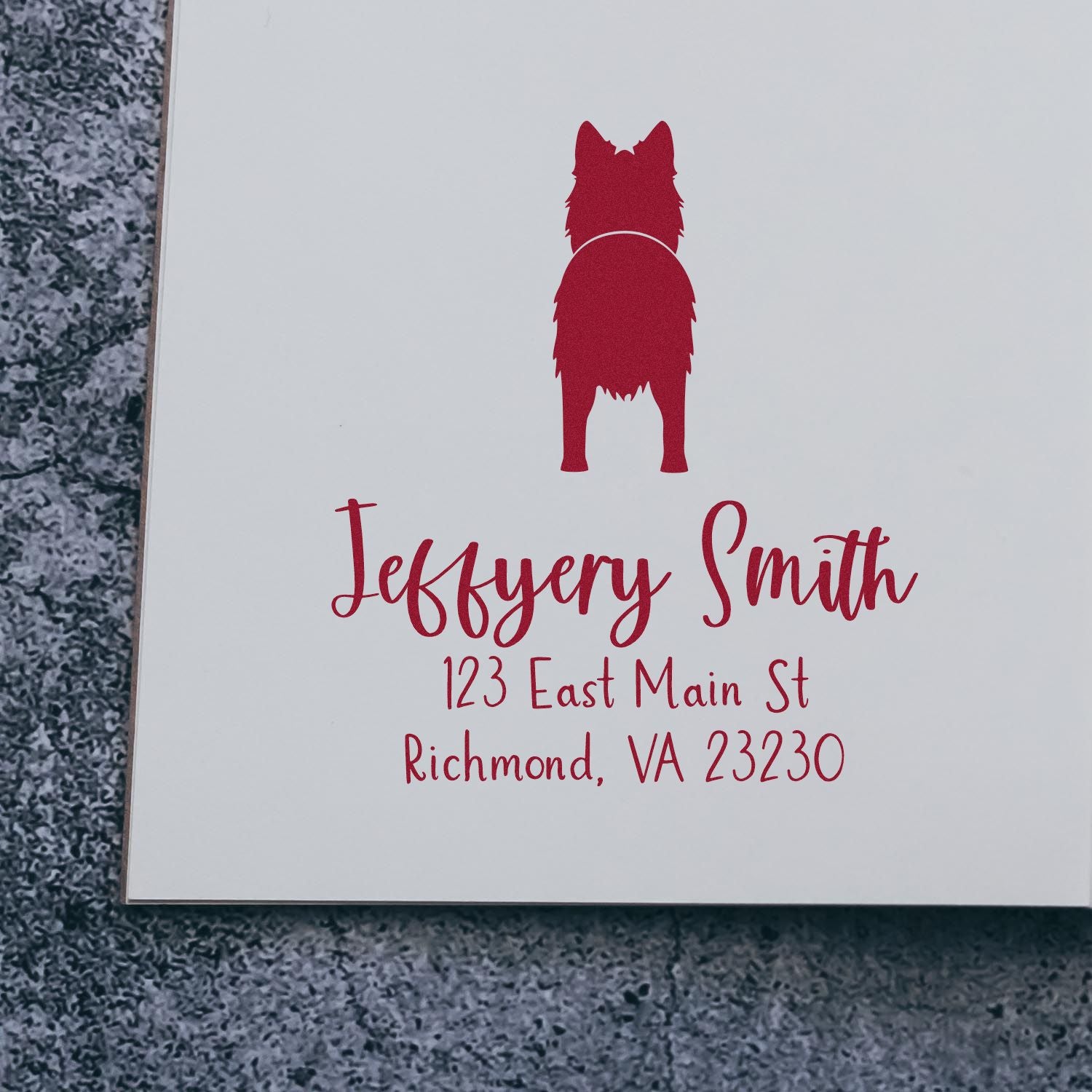 Wood Handle Long Haired German Shepherd Custom Mail Label Rubber Stamp - Engineer Seal Stamps
