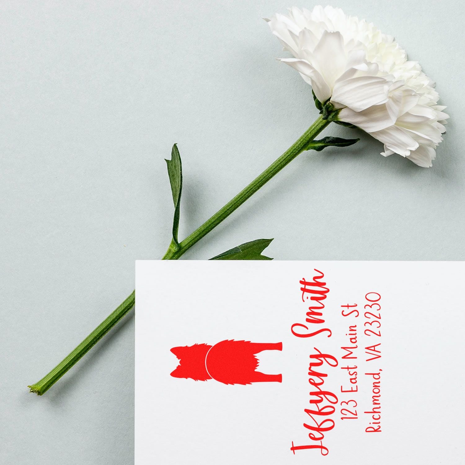 Wood Handle Long Haired German Shepherd Custom Mail Label Rubber Stamp - Engineer Seal Stamps