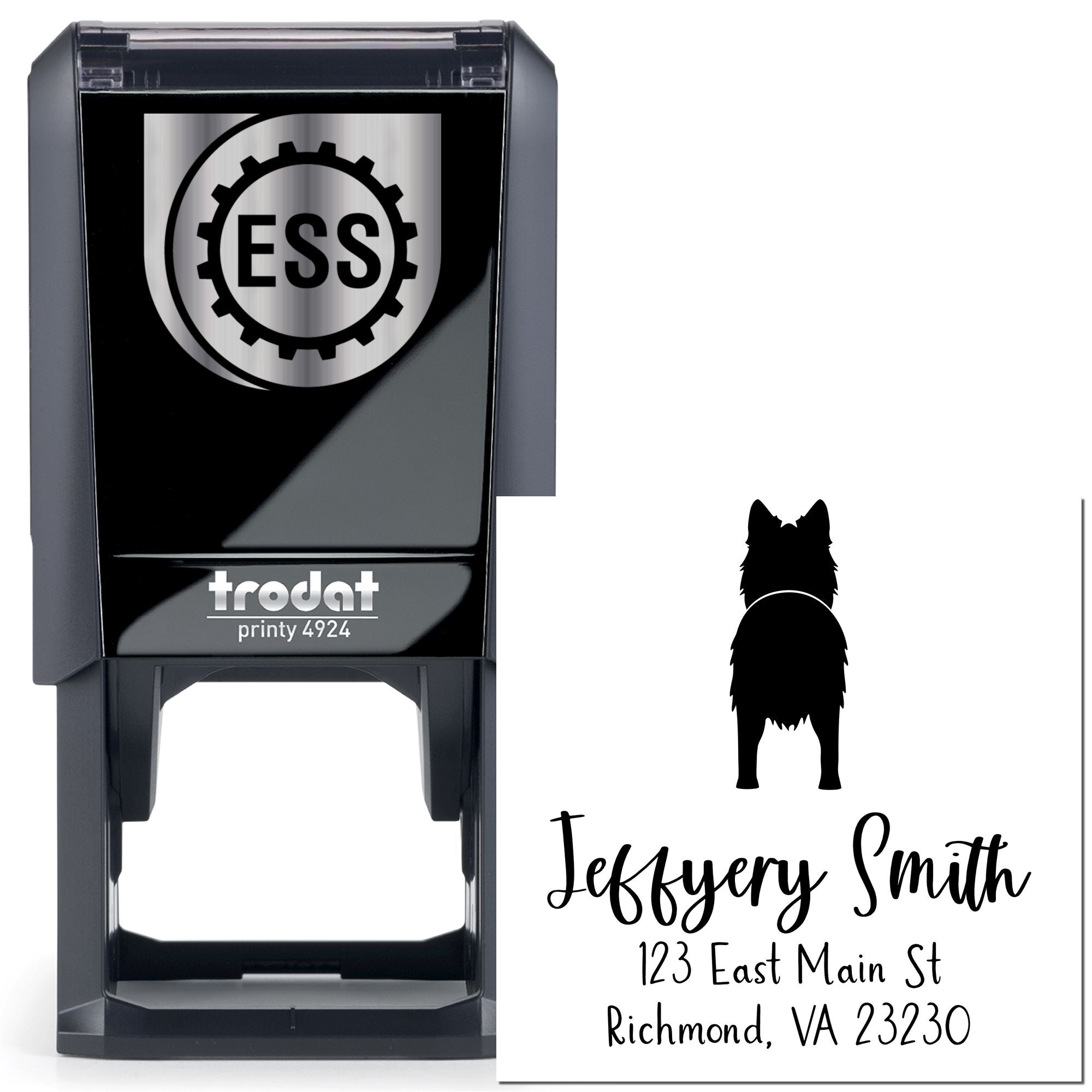 Self-Inking Long Haired German Shepherd Custom-Made Dog Lover's Address Stamper - Engineer Seal Stamps