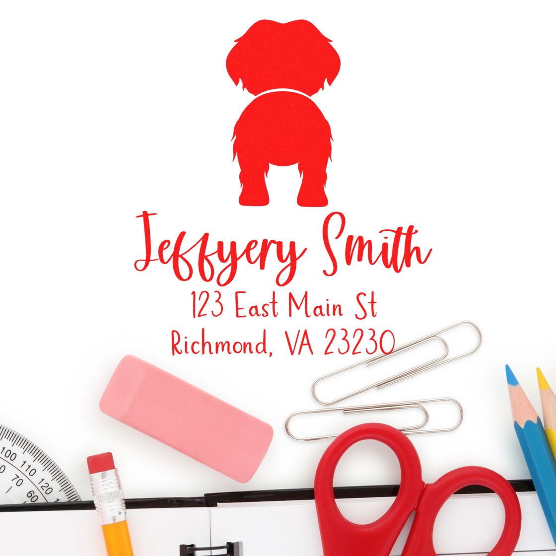 Self-Inking Maltese Custom-Made Dog Return Address Rubber Stamp - Engineer Seal Stamps