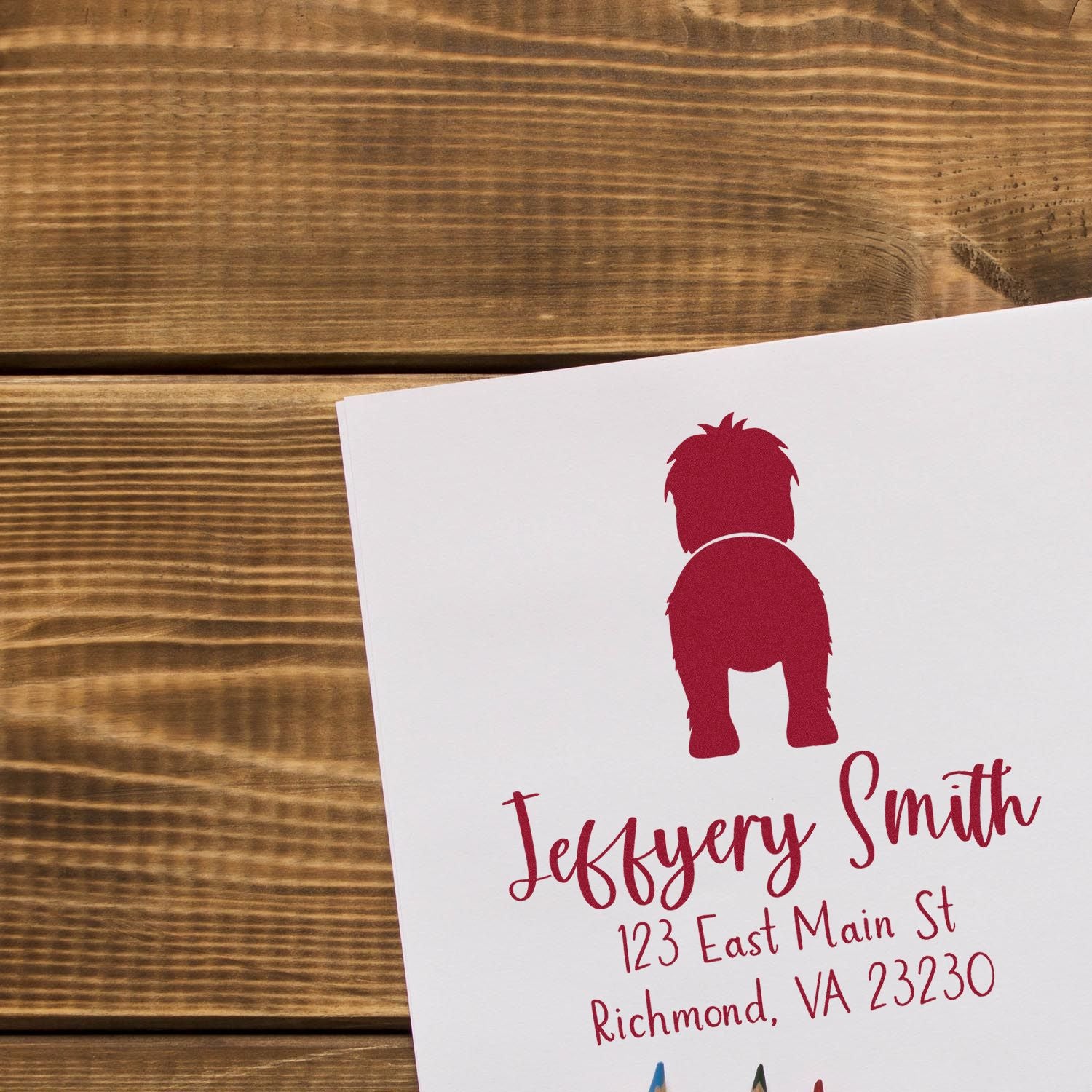 Slim Pre-Inked Old English Sheepdog Custom Mailing Address Stamp - Engineer Seal Stamps