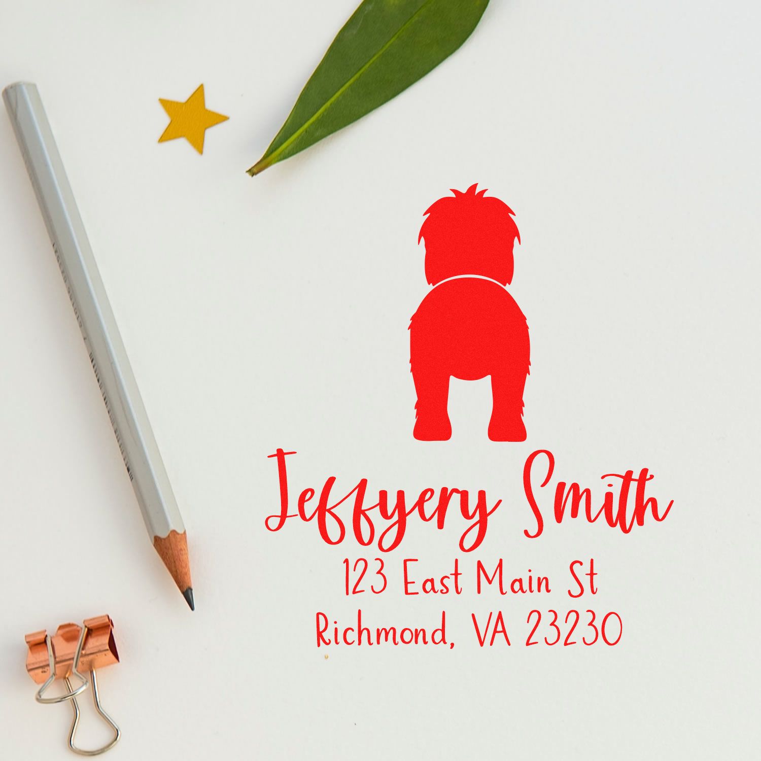 Slim Pre-Inked Old English Sheepdog Custom Mailing Address Stamp - Engineer Seal Stamps