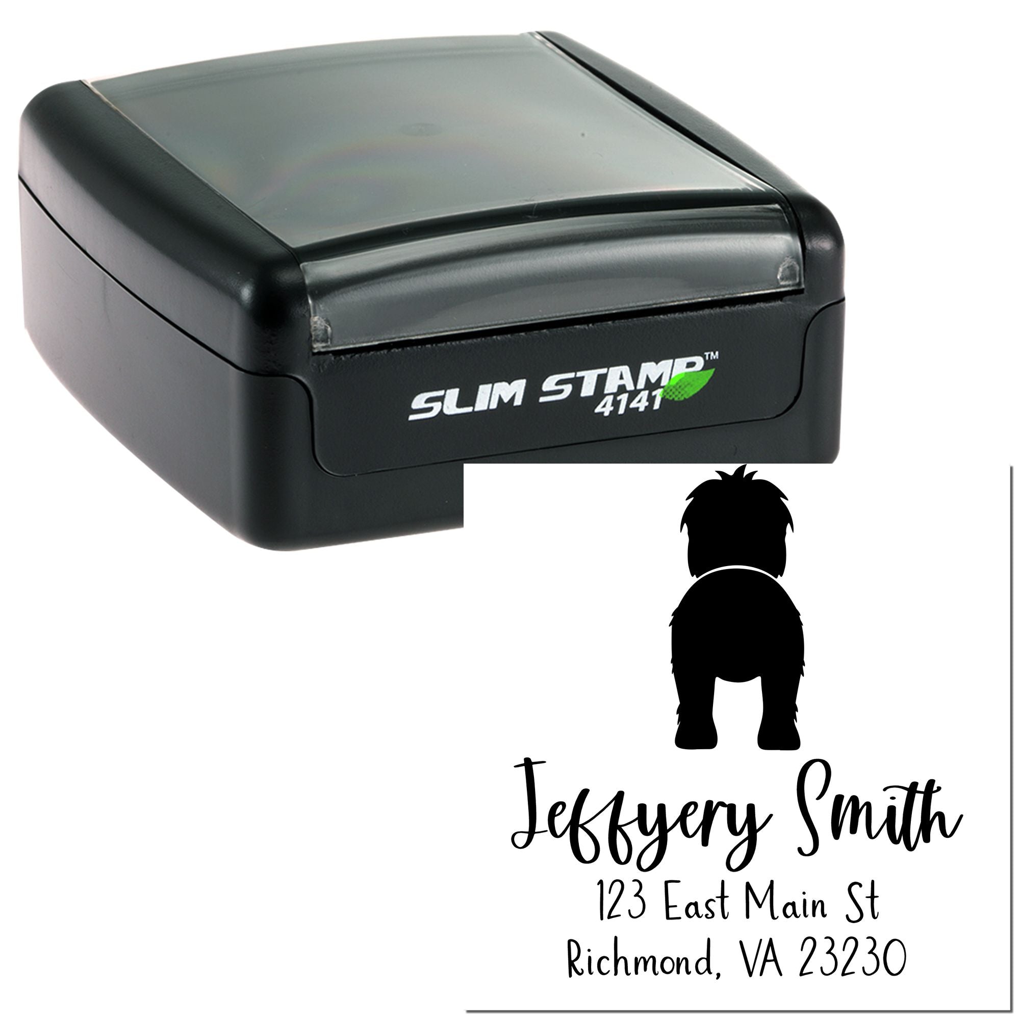 Slim Pre-Inked Old English Sheepdog Custom Mailing Address Stamp - Engineer Seal Stamps