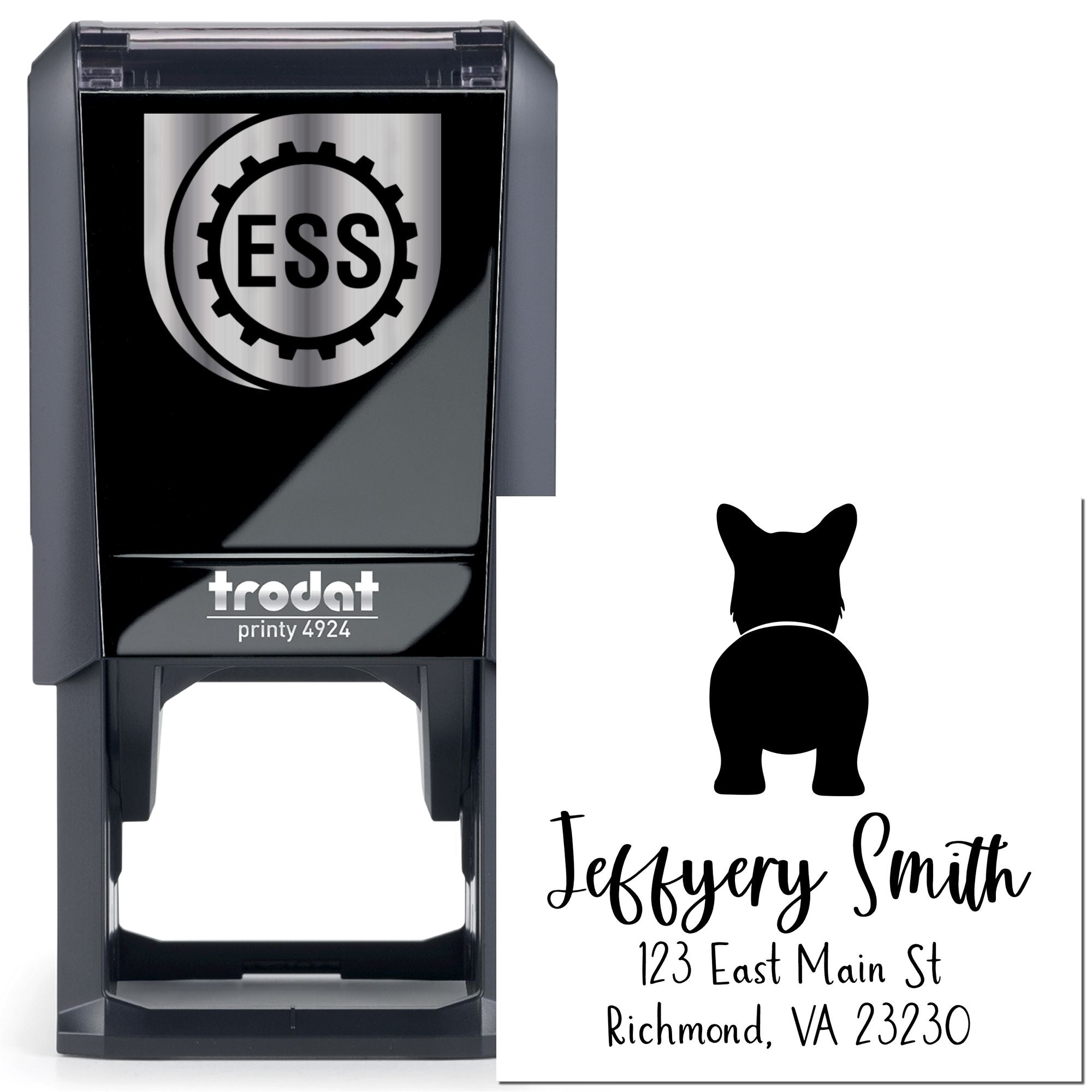 Self-Inking Pembroke Welsh Corgi Custom-Made Dog Return Address Stamper - Engineer Seal Stamps