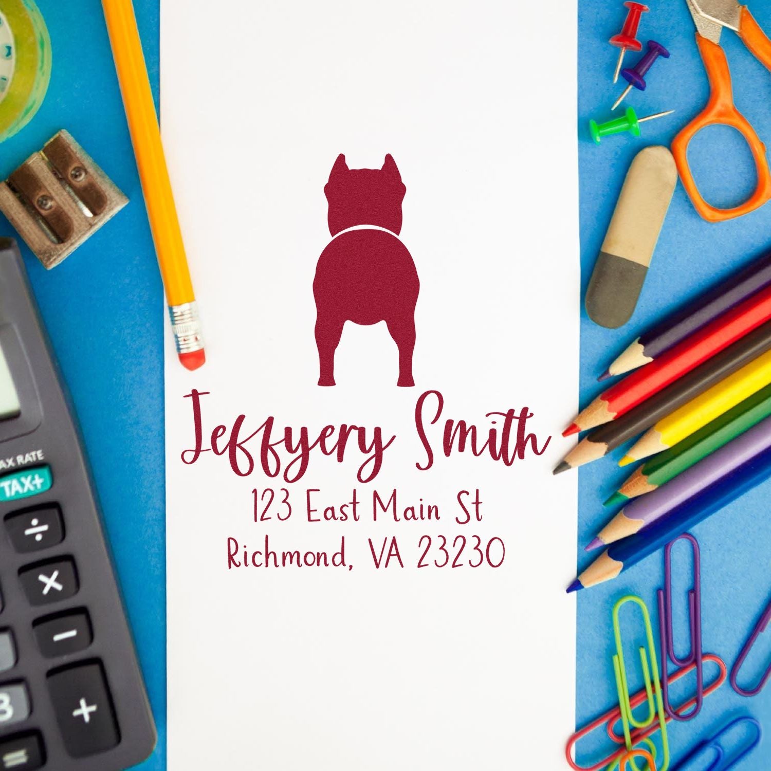 Slim Pre-Inked Pitbull Custom Mail Address Stamp - Engineer Seal Stamps