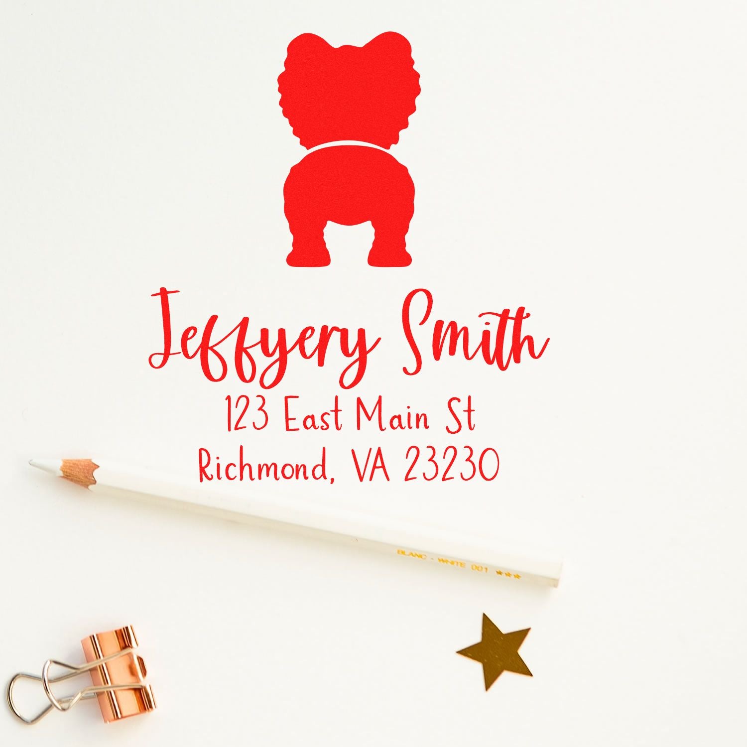 PSI Pre-Inked Pomerian Made-to-Order Pet Address Rubber Stamp - Engineer Seal Stamps