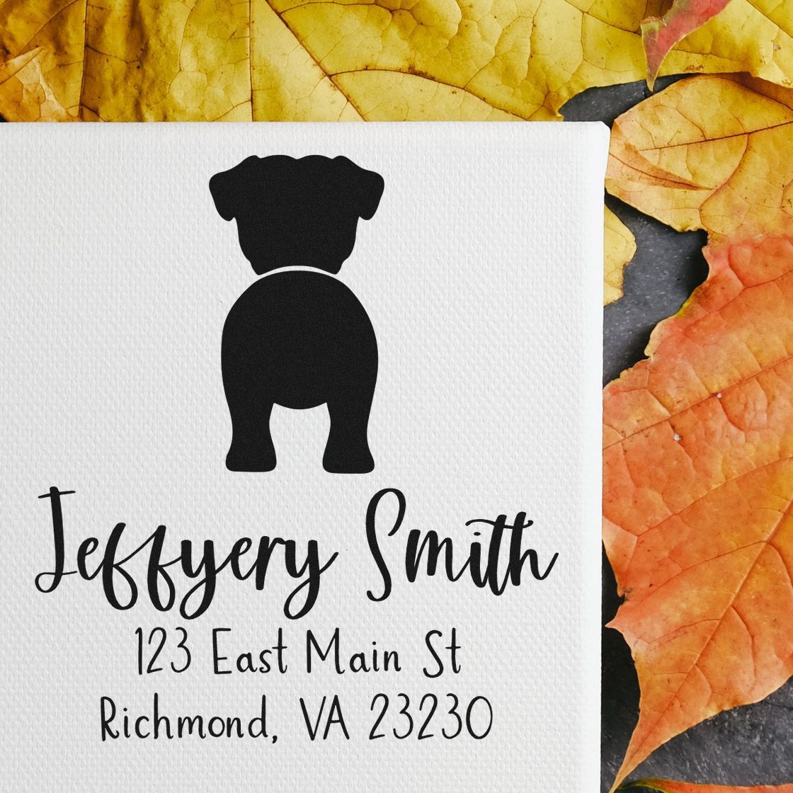 PSI Pre-Inked Pug Made-to-Order Pet Address Stamper - Engineer Seal Stamps
