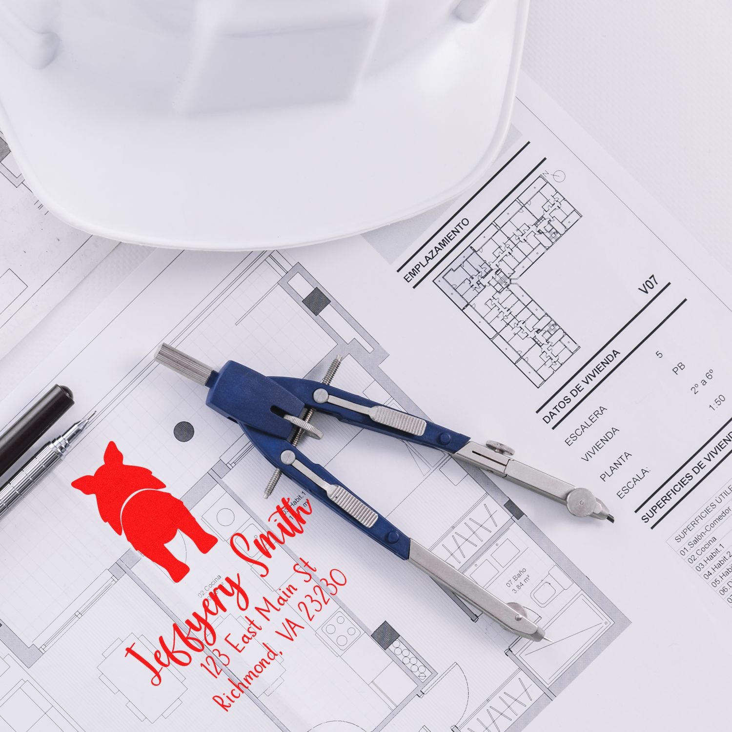 Self-Inking Shetland Sheepdog Custom-Made Home Address Rubber Stamp - Engineer Seal Stamps