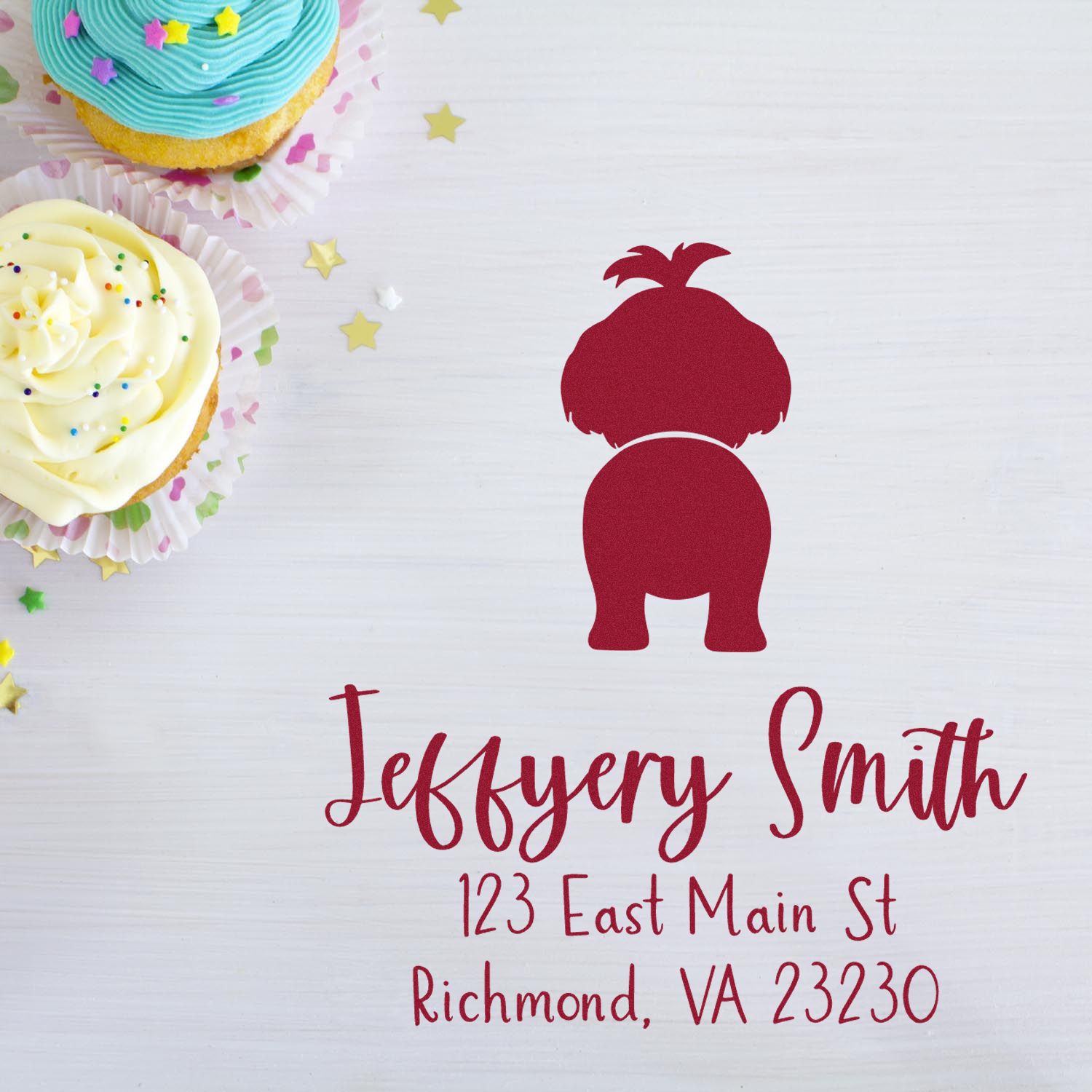 Wood Handle Shih Tzu Custom Mailing Address Stamp for Envelopes - Engineer Seal Stamps