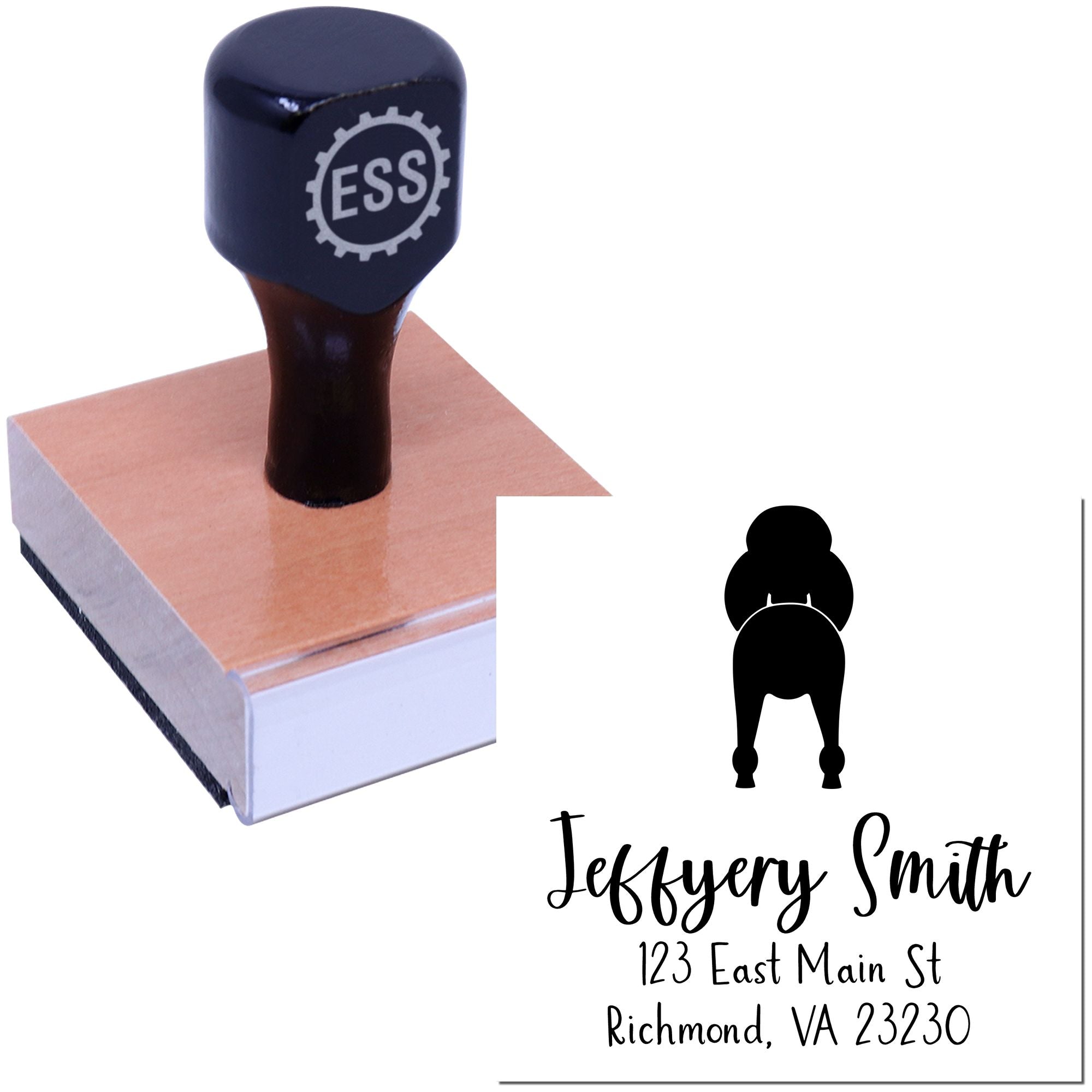 Wood Handle Standard Poodle Custom Mailing Address Stamp for Envelopes - Engineer Seal Stamps
