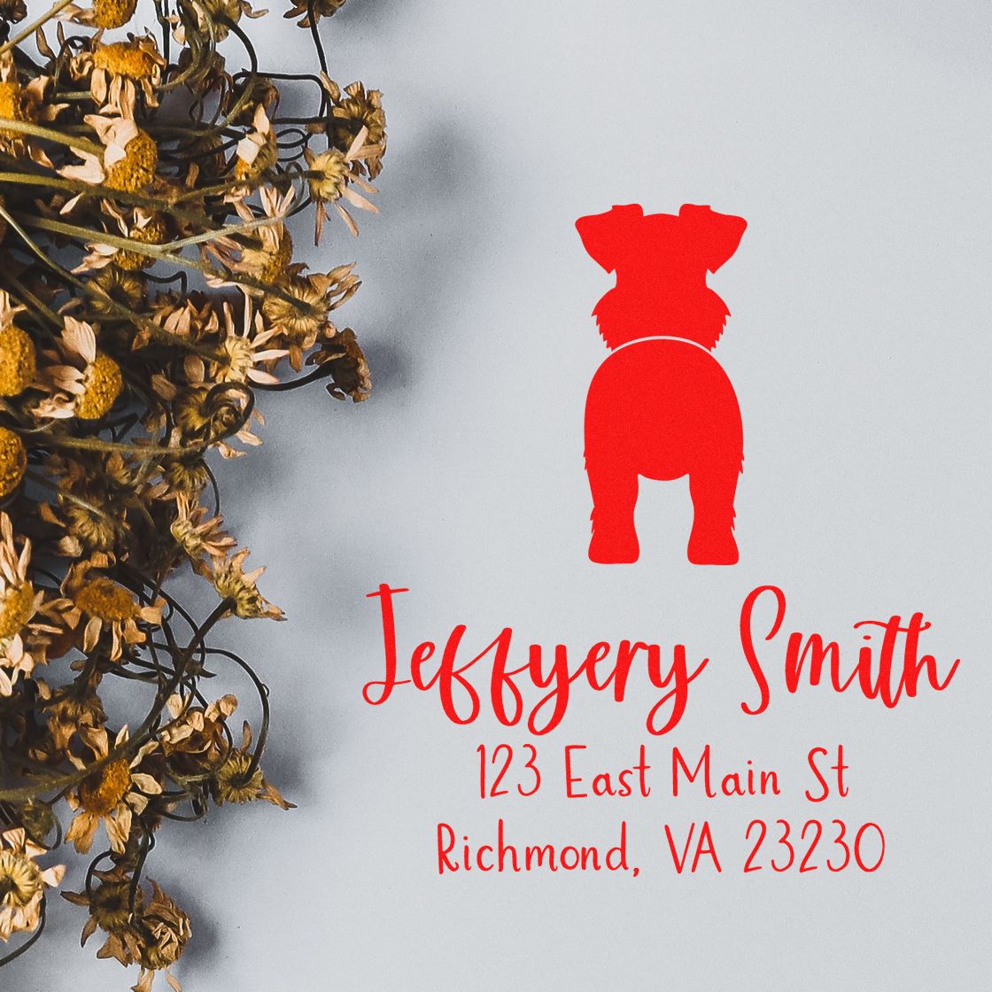 Wood Handle Standard Schnauzer Custom Mailing Address Stamper - Engineer Seal Stamps