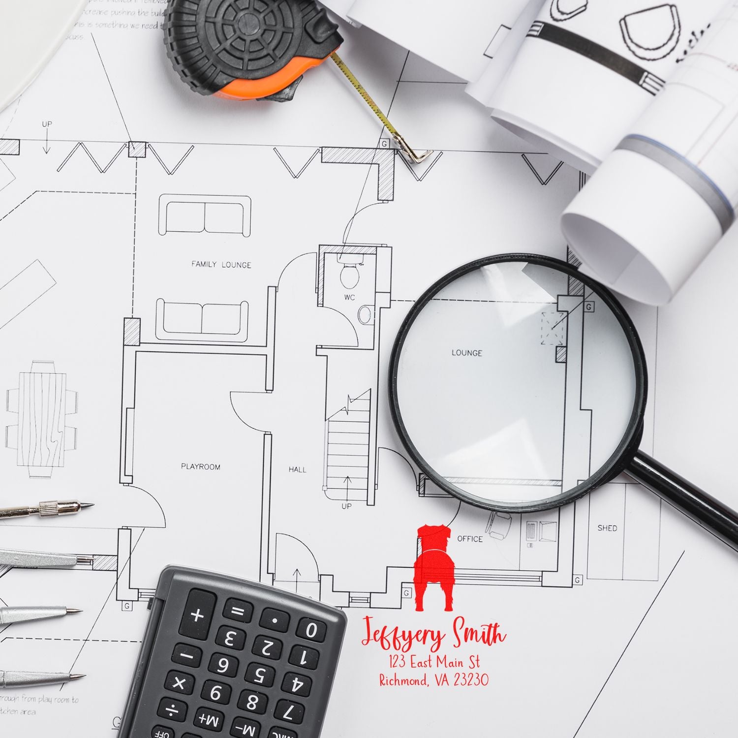 Slim Pre-Inked Toy Australian Shepherd Custom Inked Stamp - Engineer Seal Stamps