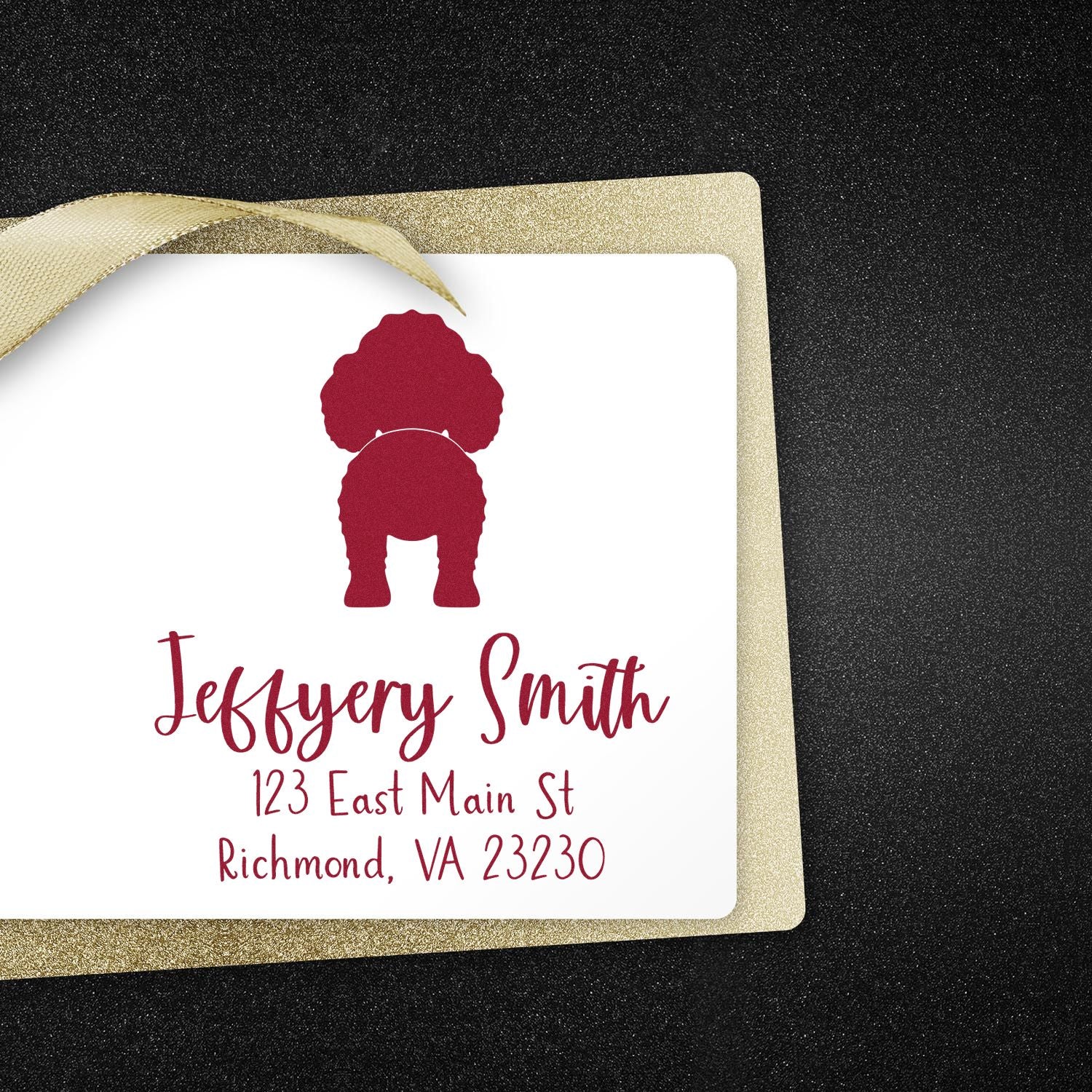 Wood Handle Toy Poodle Custom Mailing Label Rubber Stamp - Engineer Seal Stamps