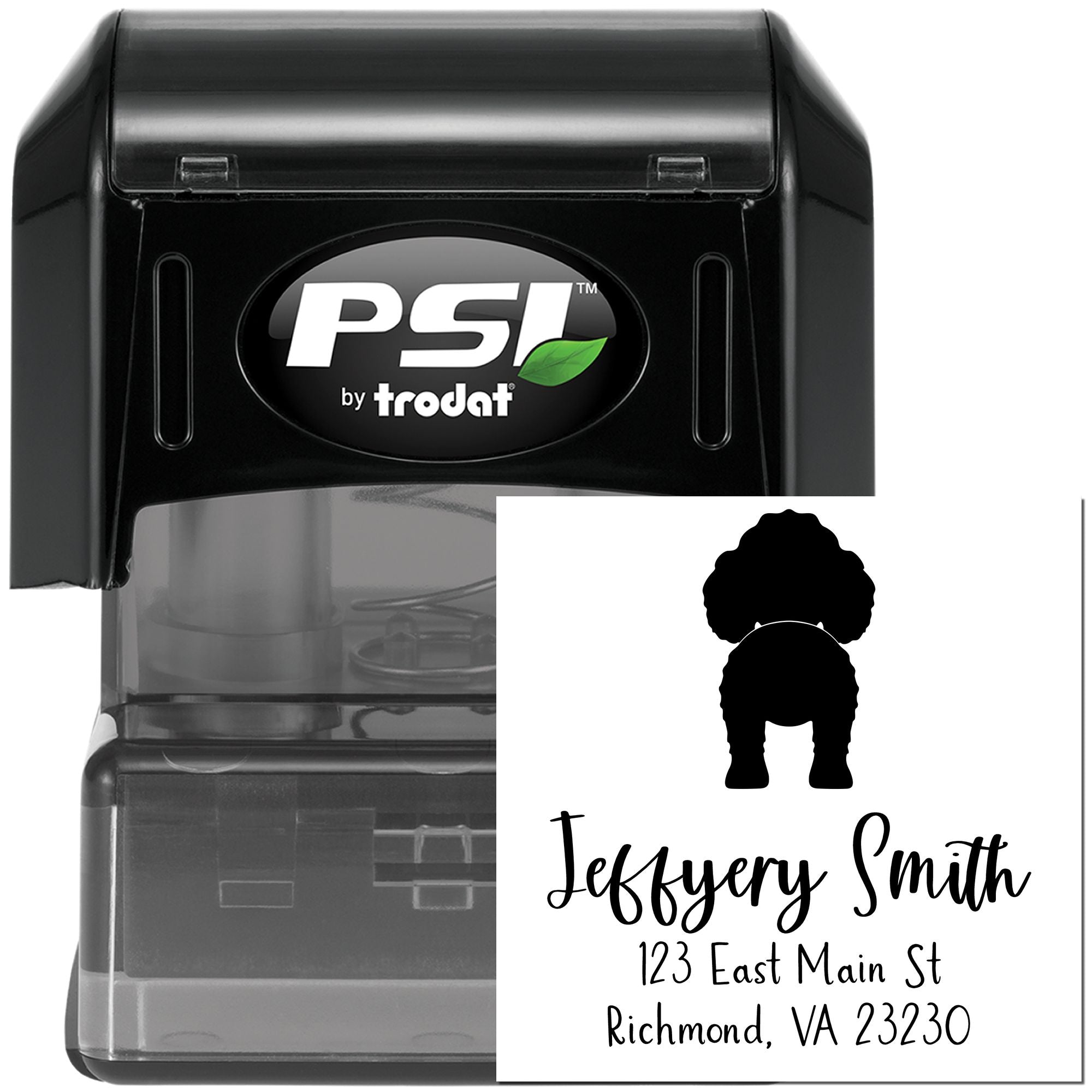 PSI Pre-Inked Toy Poodle Made-to-Order Return Address Stamper - Engineer Seal Stamps