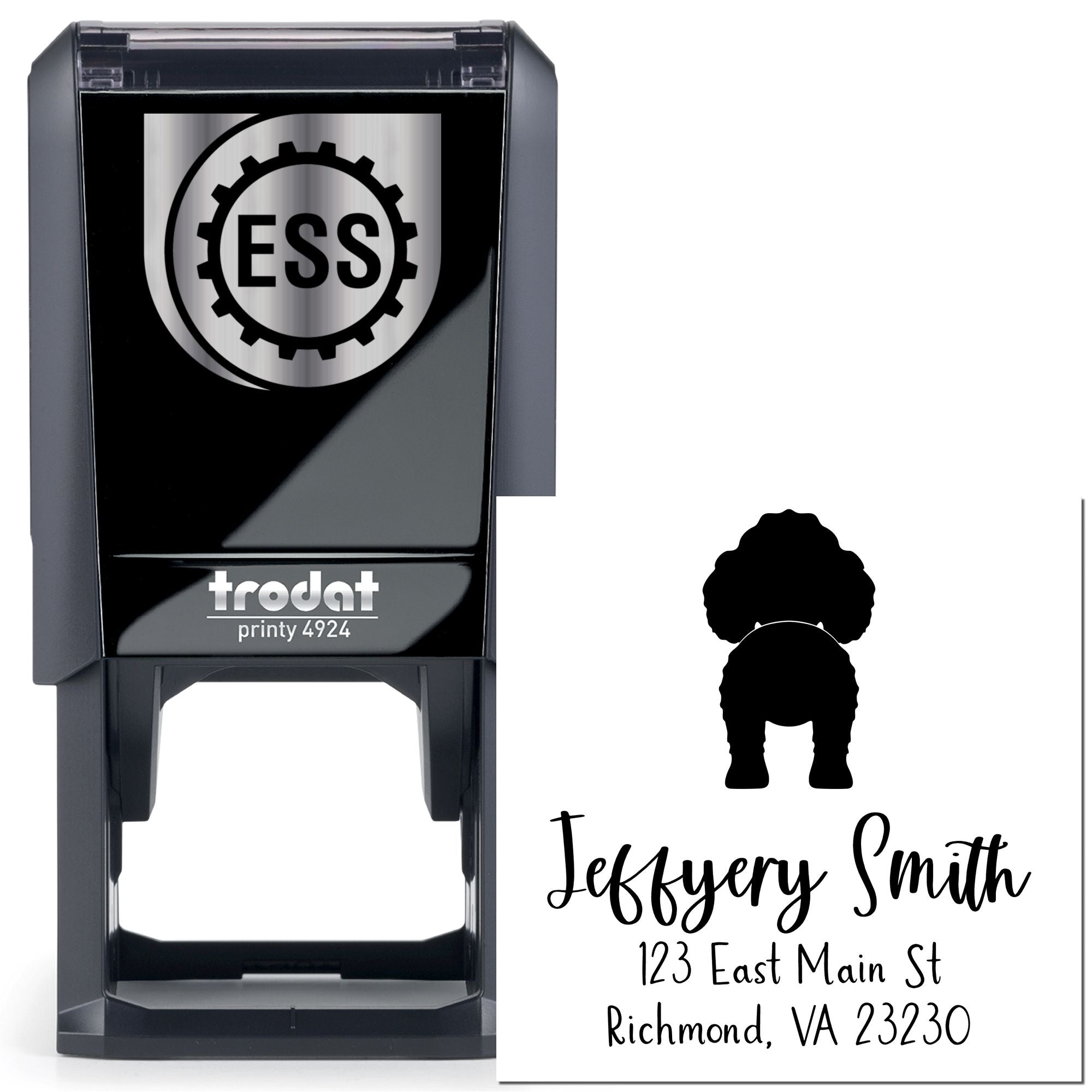 Self-Inking Toy Poodle Custom-Made Home Address Stamp for Envelopes - Engineer Seal Stamps