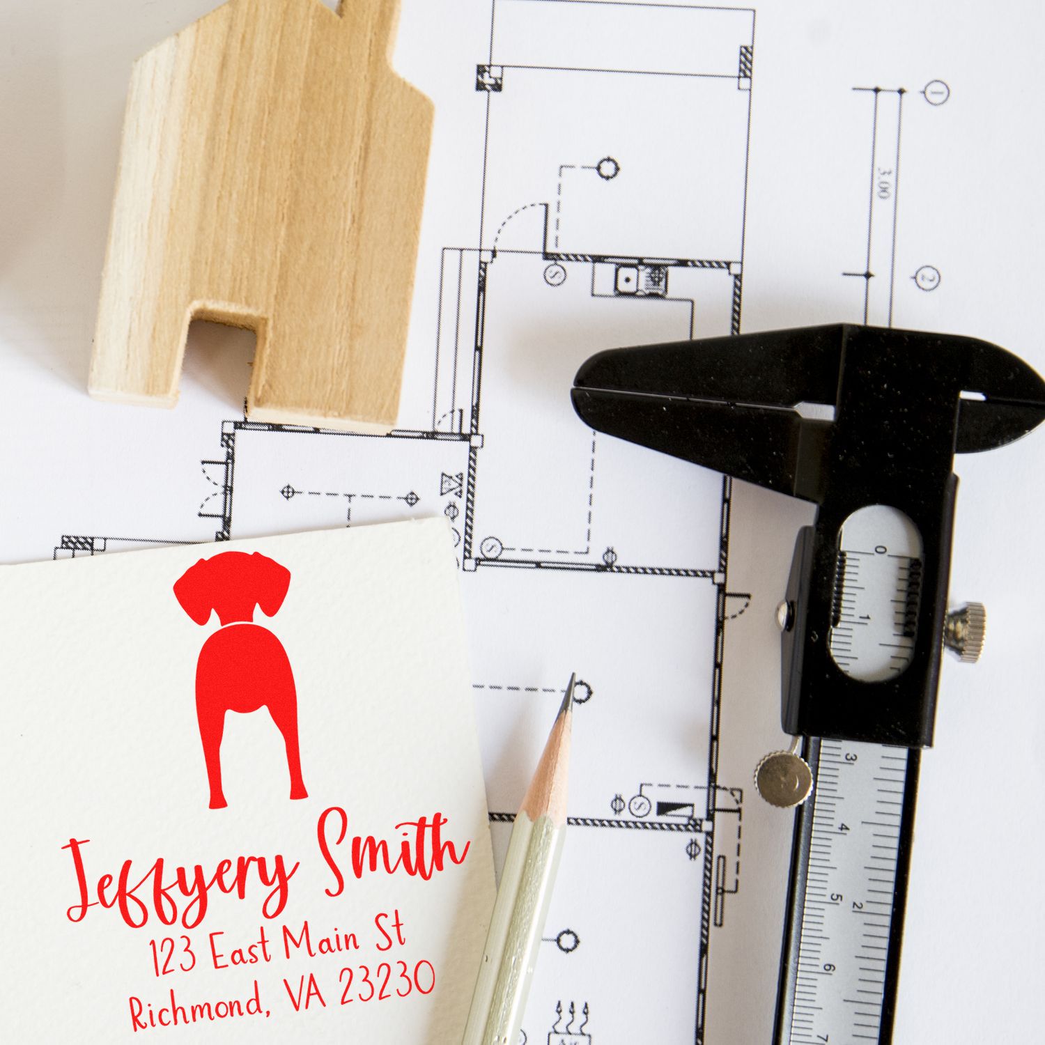 Slim Pre-Inked Vizsla Custom Return Address Stamp - Engineer Seal Stamps