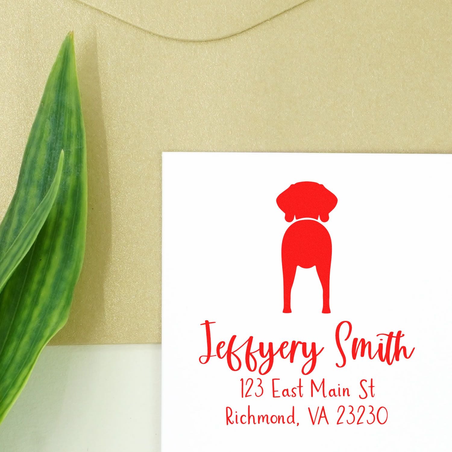 Wood Handle Weimaraner Custom Mailing Label Stamp for Envelopes - Engineer Seal Stamps