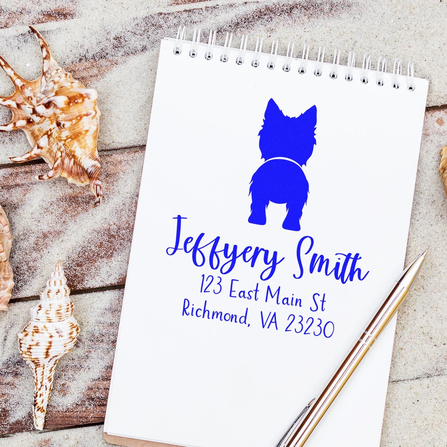 Slim Pre-Inked West Highland White Terrier Custom Custom Address Stamp - Engineer Seal Stamps