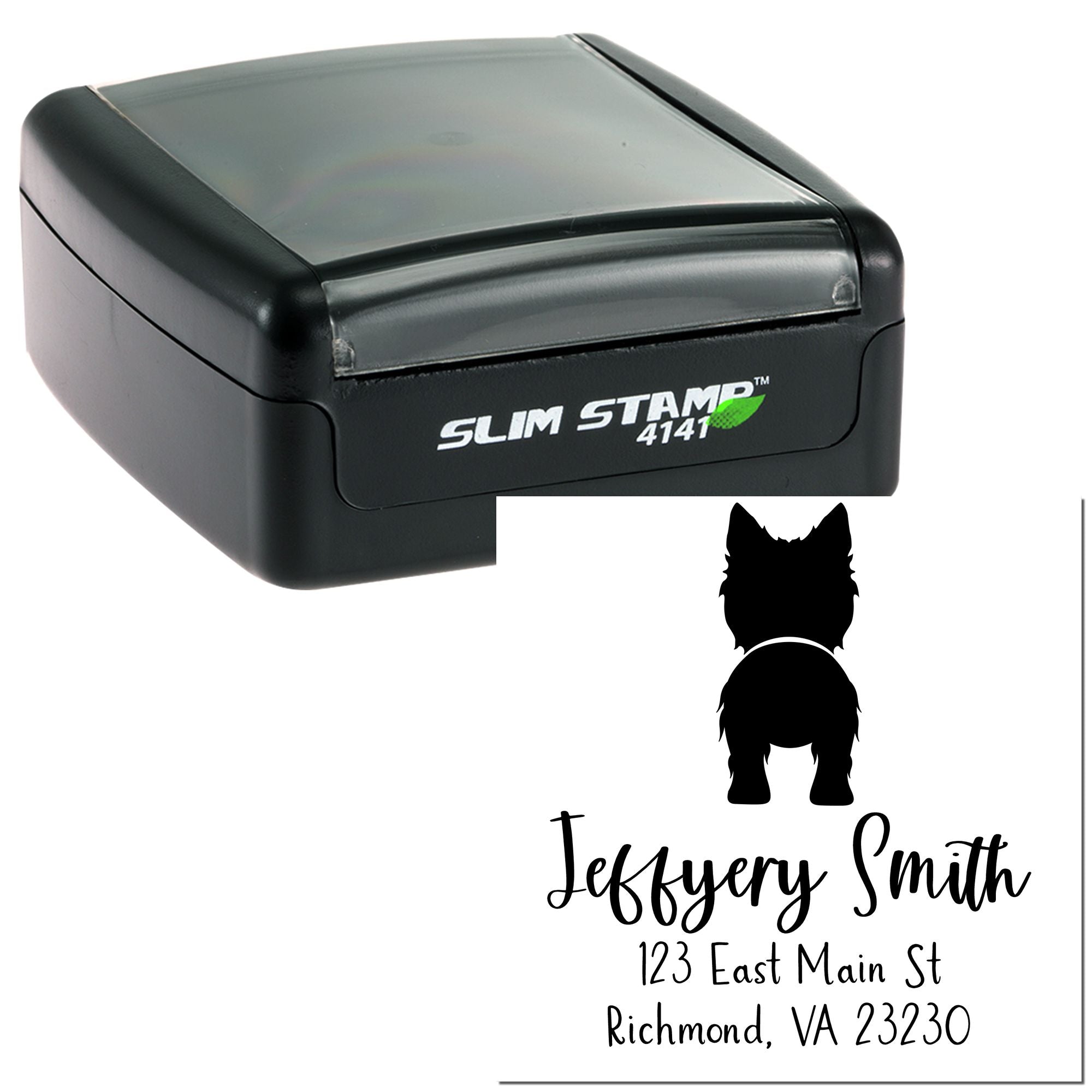 Slim Pre-Inked West Highland White Terrier Custom Custom Address Stamp - Engineer Seal Stamps