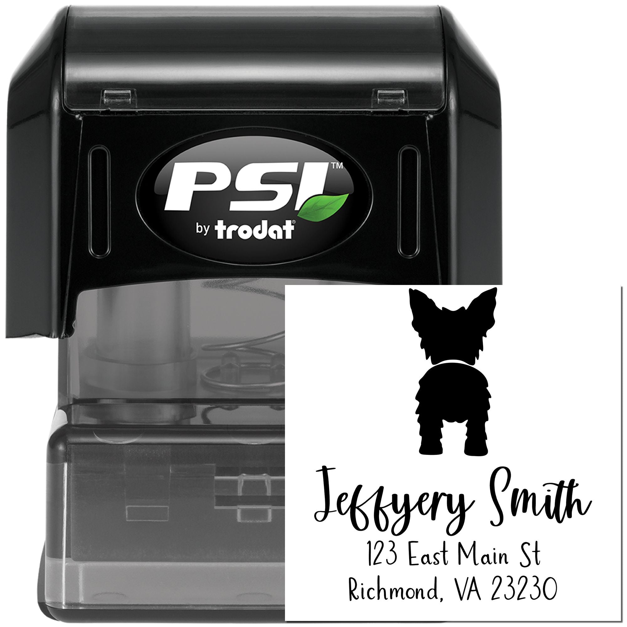 PSI Pre-Inked Yorkshire Terrier Made-to-Order Rubber Address Stamper - Engineer Seal Stamps