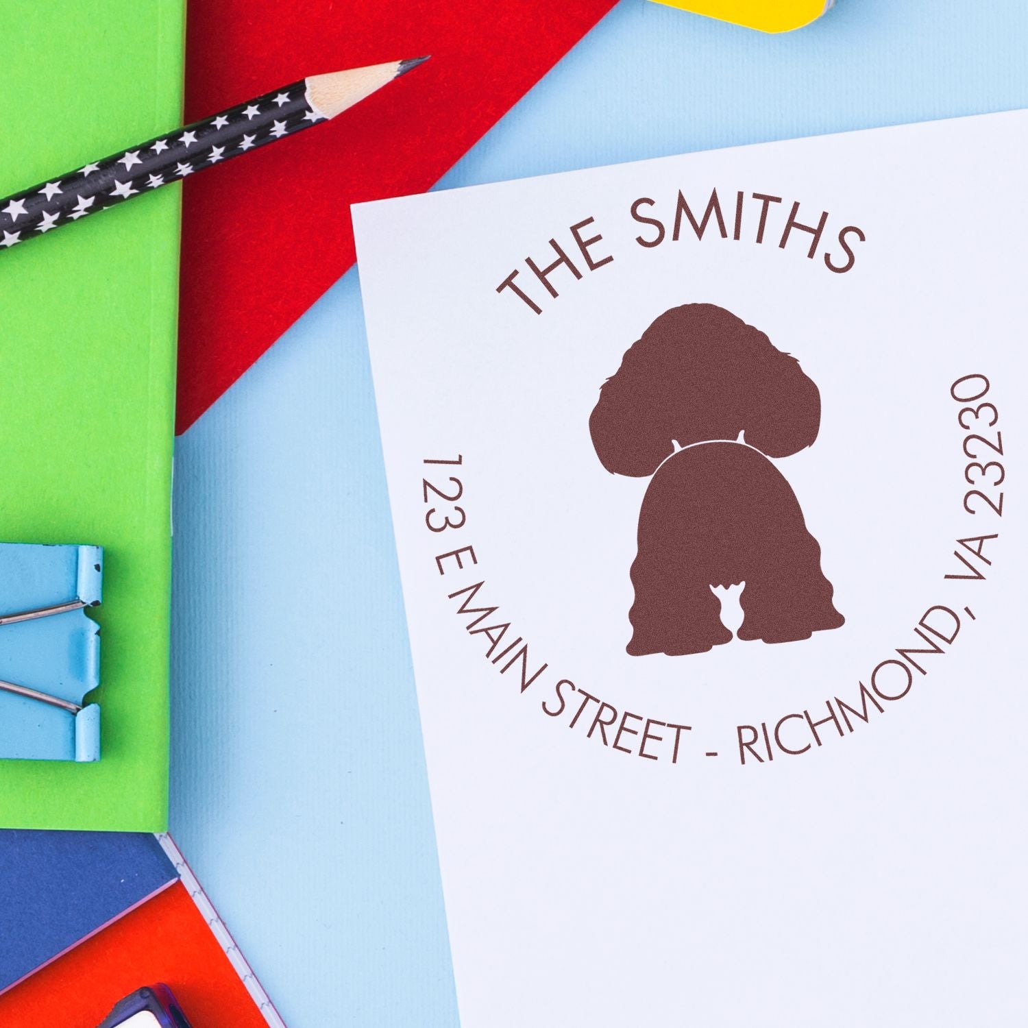 Slim Pre-Inked American Cocker Spaniel Custom Name and Address Stamp - Engineer Seal Stamps