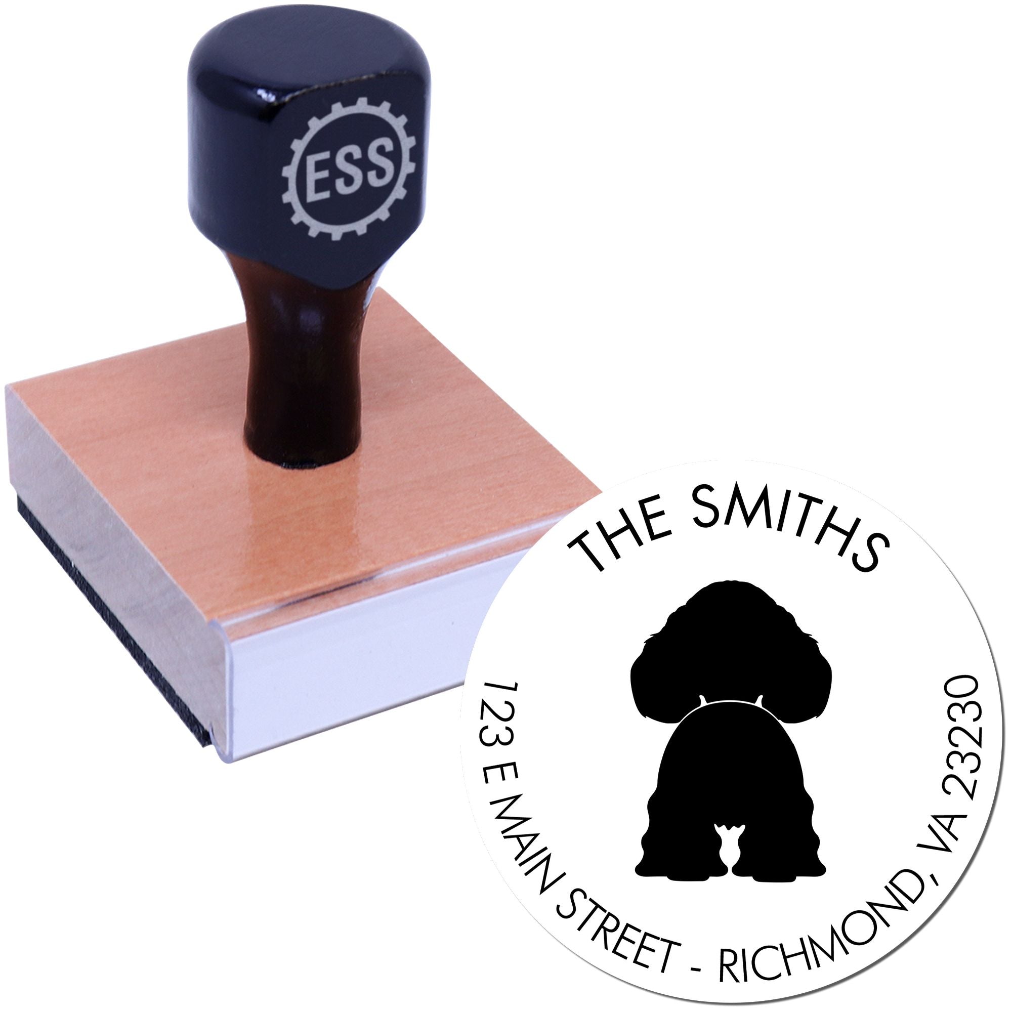 Wood Handle American Cocker Spaniel Custom Mailing Stamp - Engineer Seal Stamps