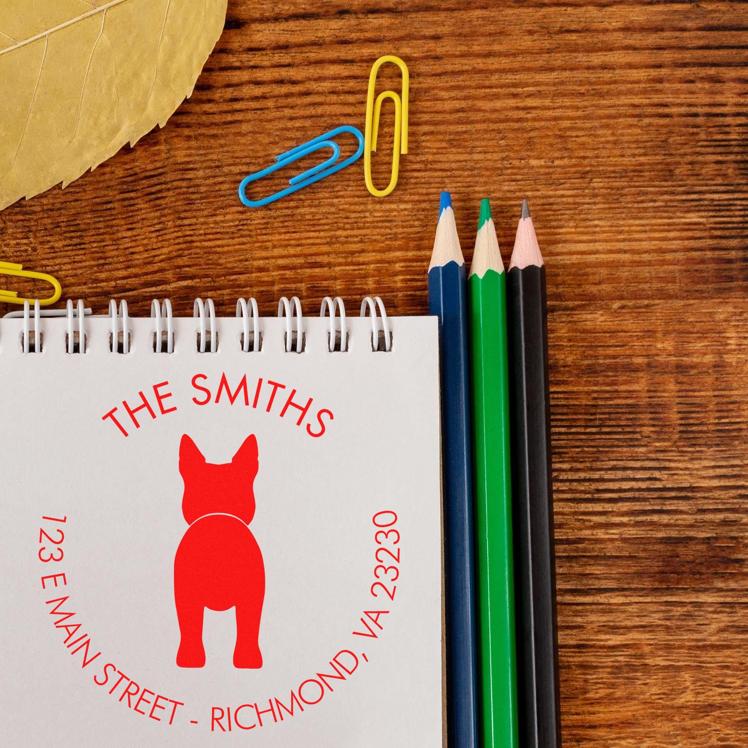 Slim Pre-Inked Australian Cattle Dog Custom Name and Address Rubber Stamp - Engineer Seal Stamps