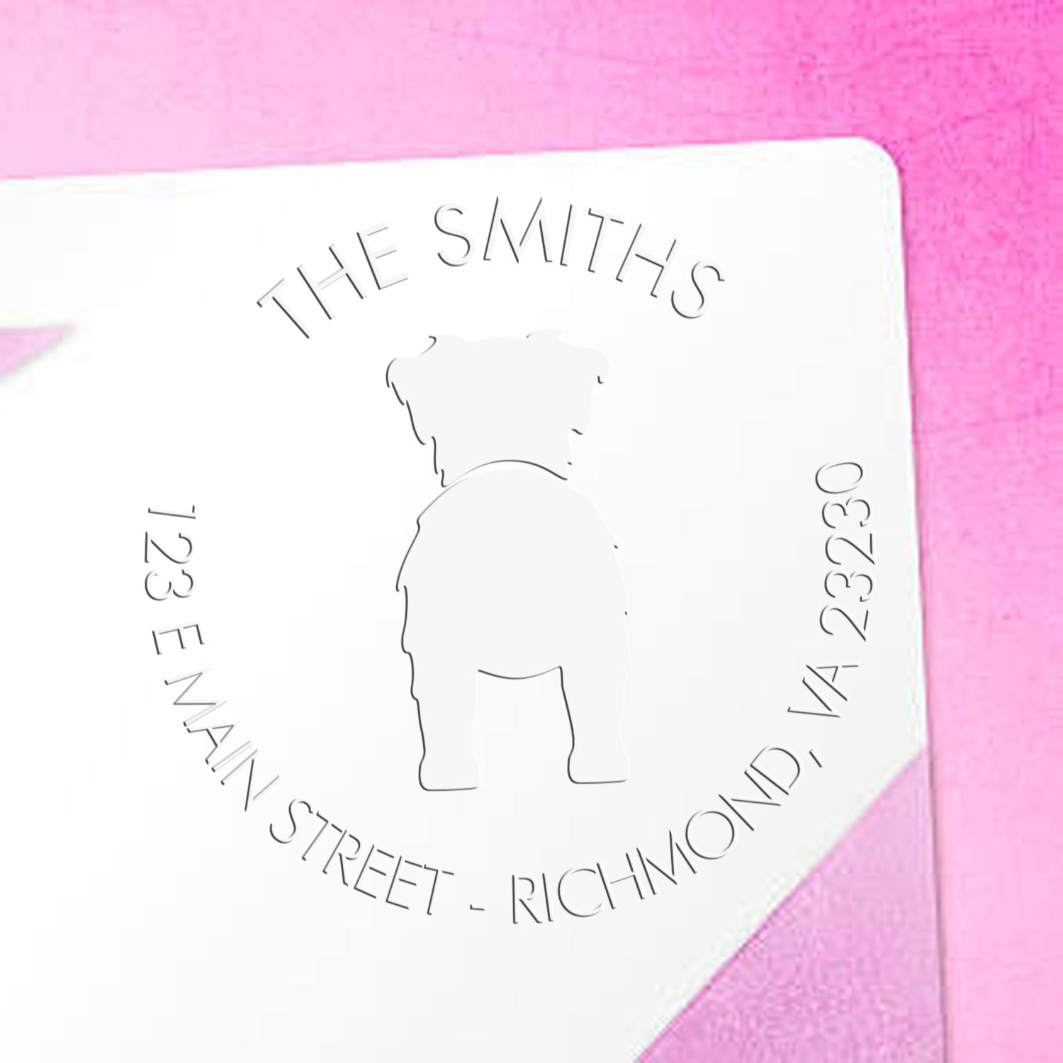 Soft Personalized Mailing Embossing Stamp with Australian Shepherd Dog