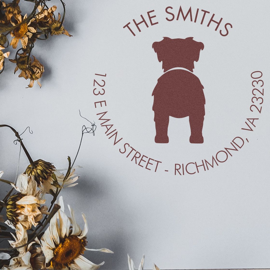 Slim Pre-Inked Australian Shepherd Custom Refillable Address Stamp - Engineer Seal Stamps