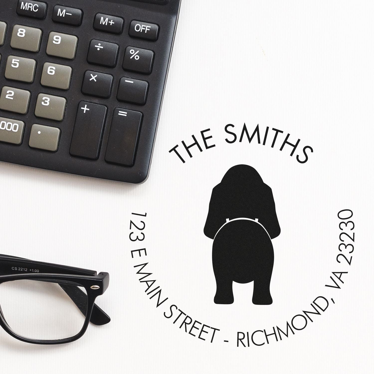 Slim Pre-Inked Basset Hound Custom Refillable Address Rubber Stamp - Engineer Seal Stamps