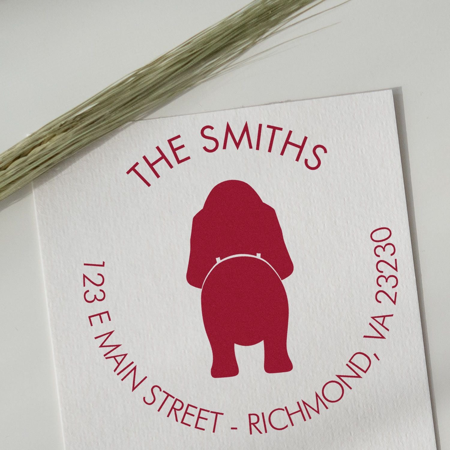 Slim Pre-Inked Basset Hound Custom Refillable Address Rubber Stamp - Engineer Seal Stamps