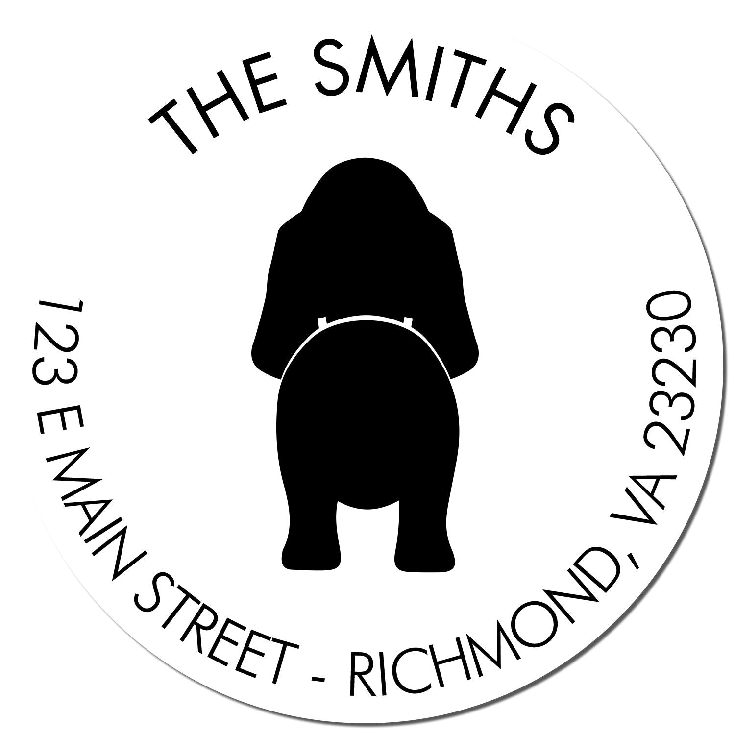 Wood Handle Basset Hound Custom Mailing Stamper - Engineer Seal Stamps