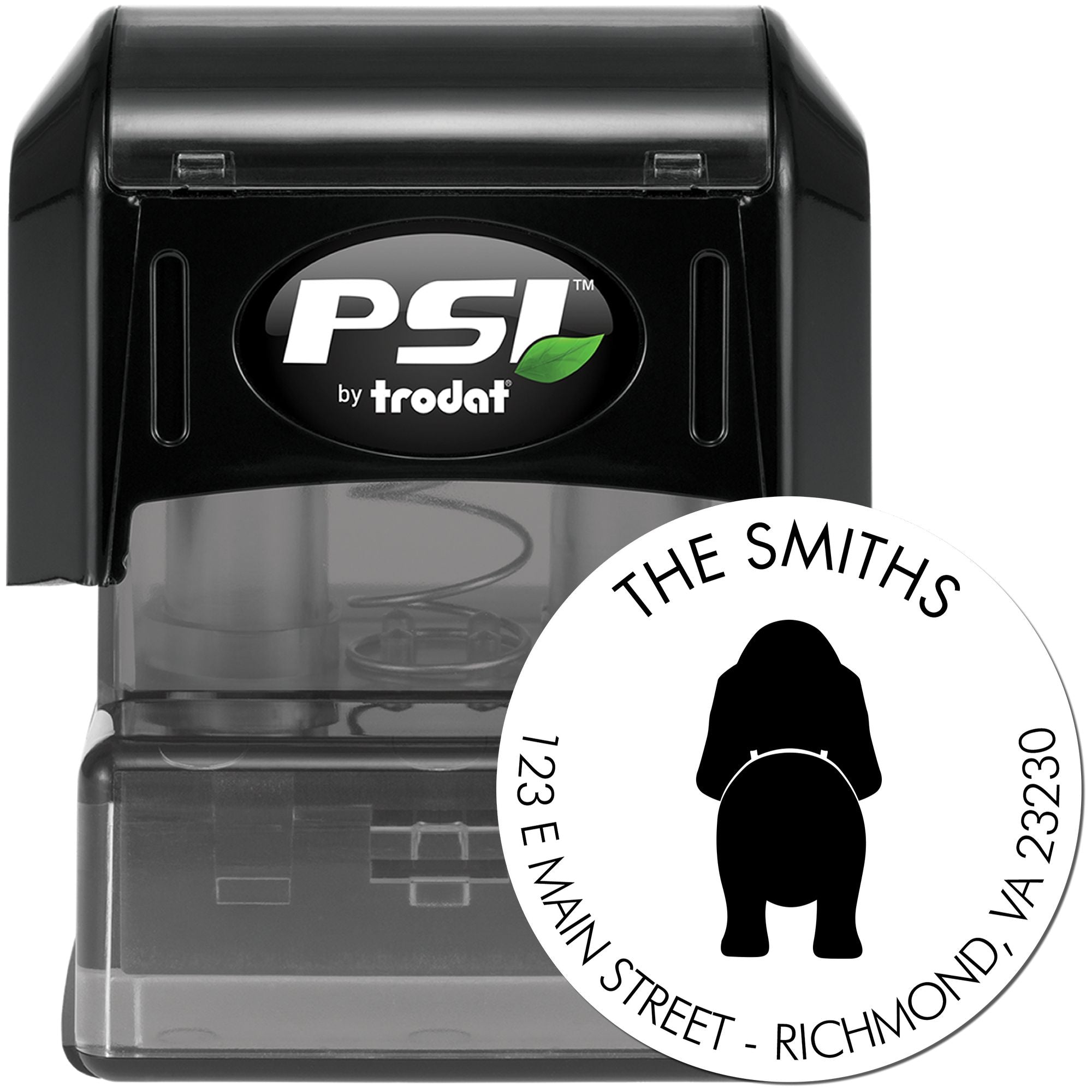 PSI Pre-Inked Basset Hound Mail Label Rubber Stamp - Engineer Seal Stamps