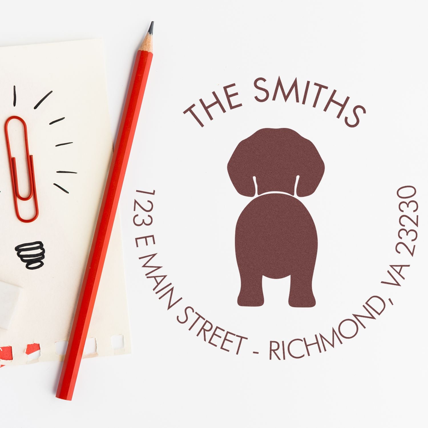 Wood Handle Beagle Custom Mailing Stamper - Engineer Seal Stamps