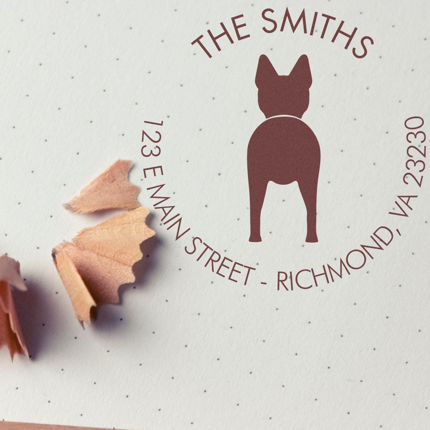Wood Handle Belgian Malinois Custom Name and Address Rubber Stamp - Engineer Seal Stamps