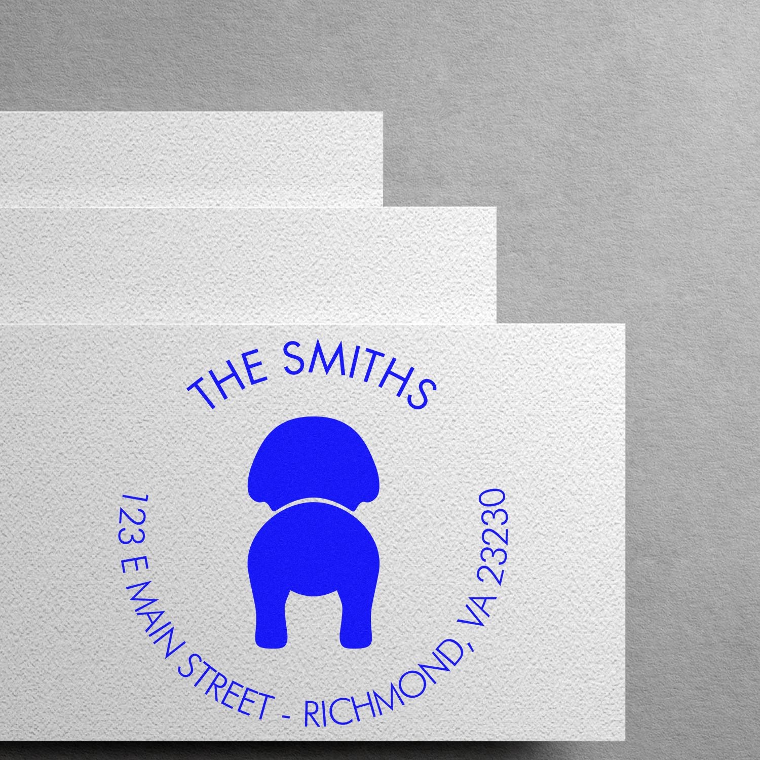 Slim Pre-Inked Bichon Frise Custom Rubber Address Stamp - Engineer Seal Stamps