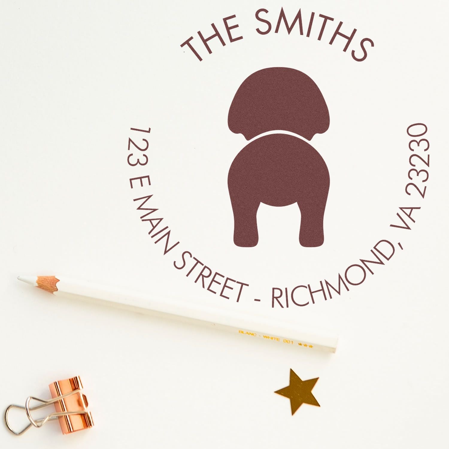 Wood Handle Bichon Frise Custom Name and Address Stamp - Engineer Seal Stamps