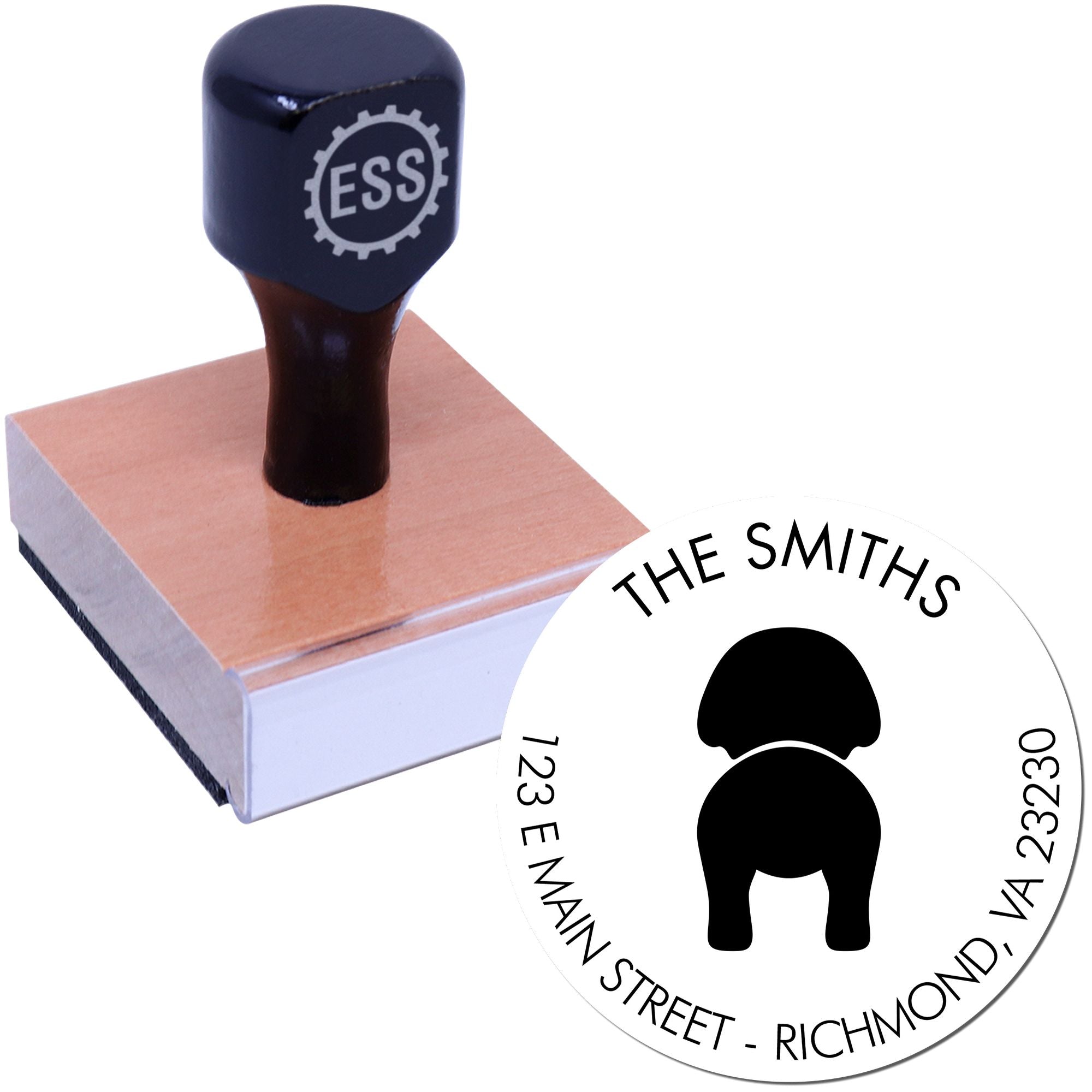 Wood Handle Bichon Frise Custom Name and Address Stamp - Engineer Seal Stamps