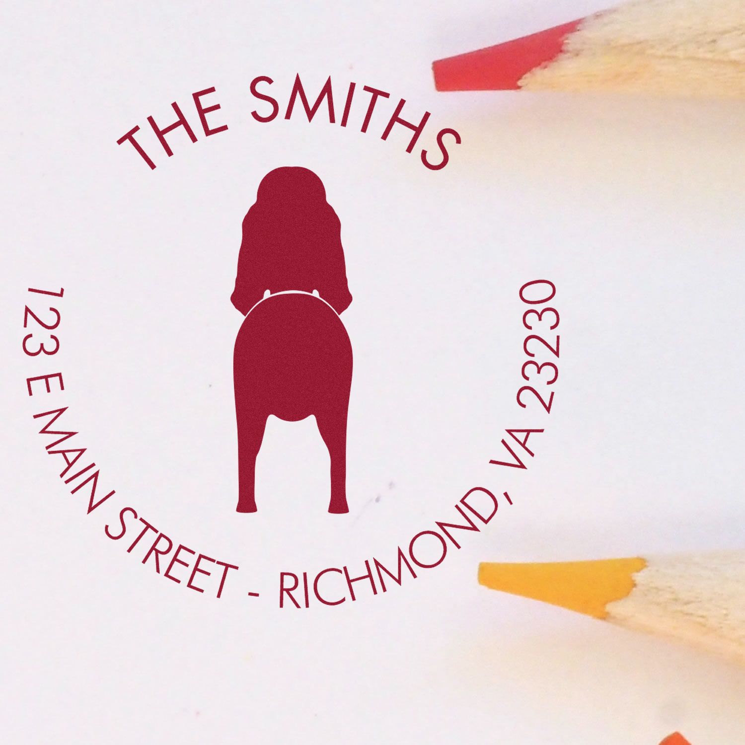 Wood Handle Bloodhound Custom Name and Address Stamp for Envelopes - Engineer Seal Stamps