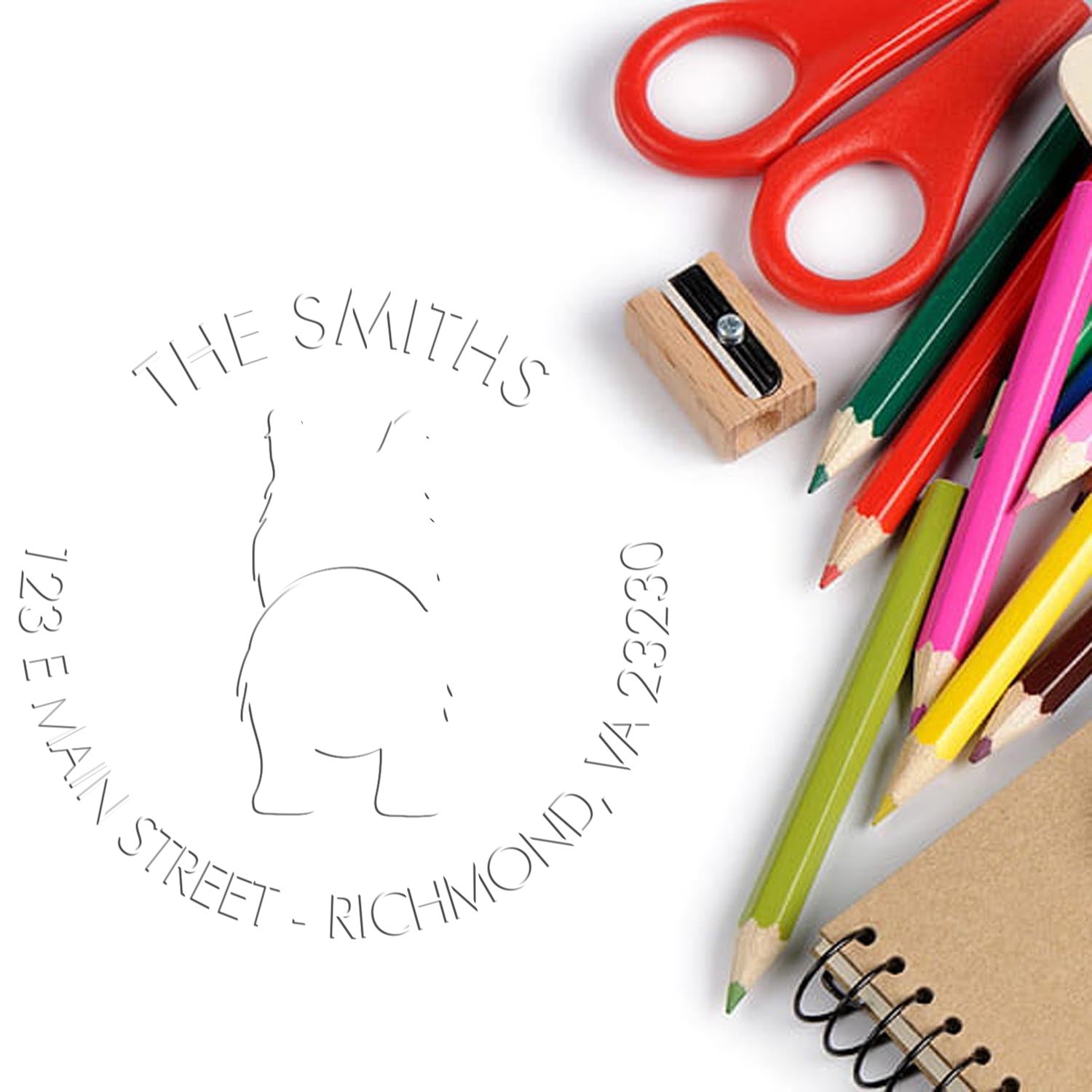 Soft Personalized Address Seal with Border Collie Dog