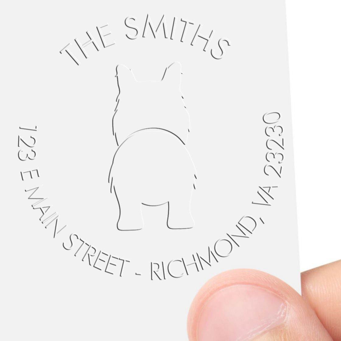 Soft Personalized Address Seal with Border Collie Dog