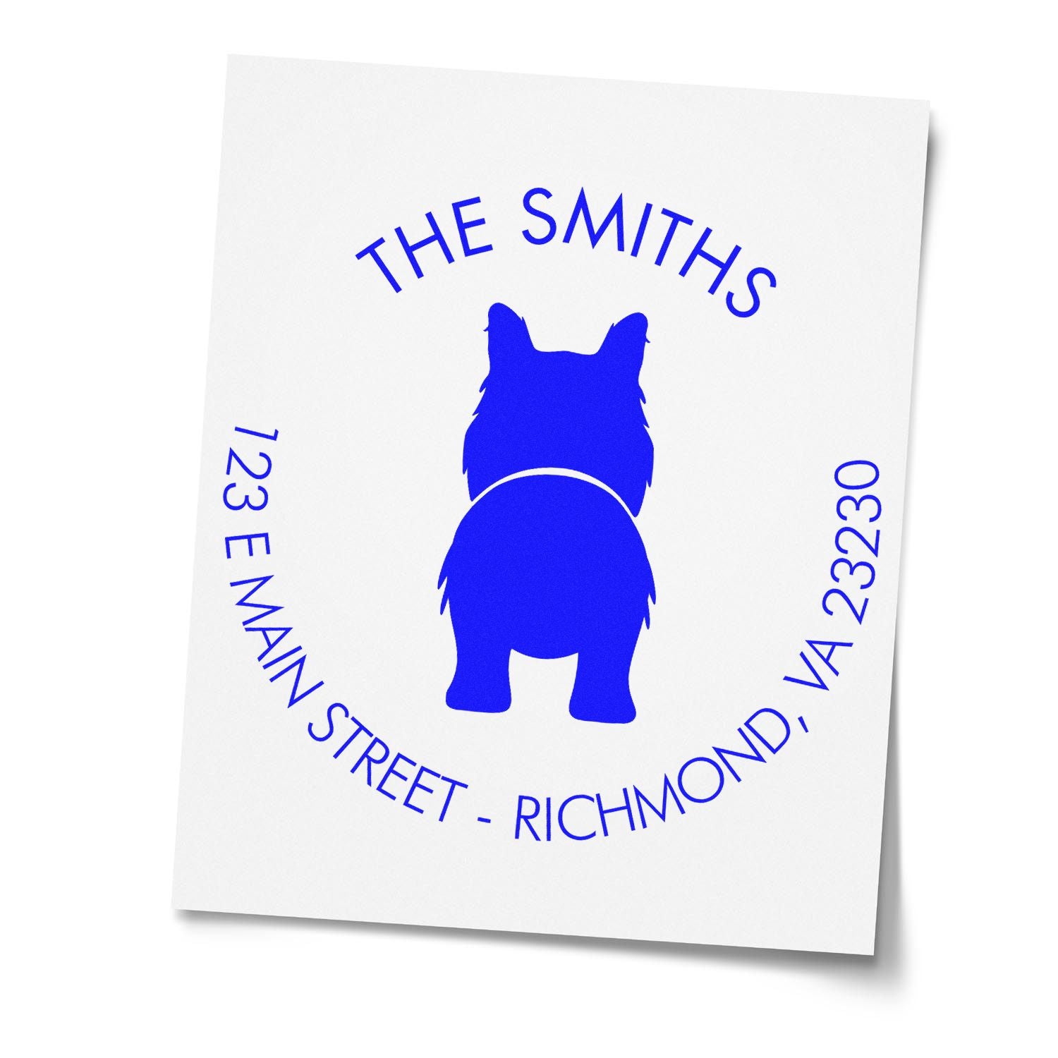 Wood Handle Border Collie Custom Name and Address Stamp for Envelopes - Engineer Seal Stamps