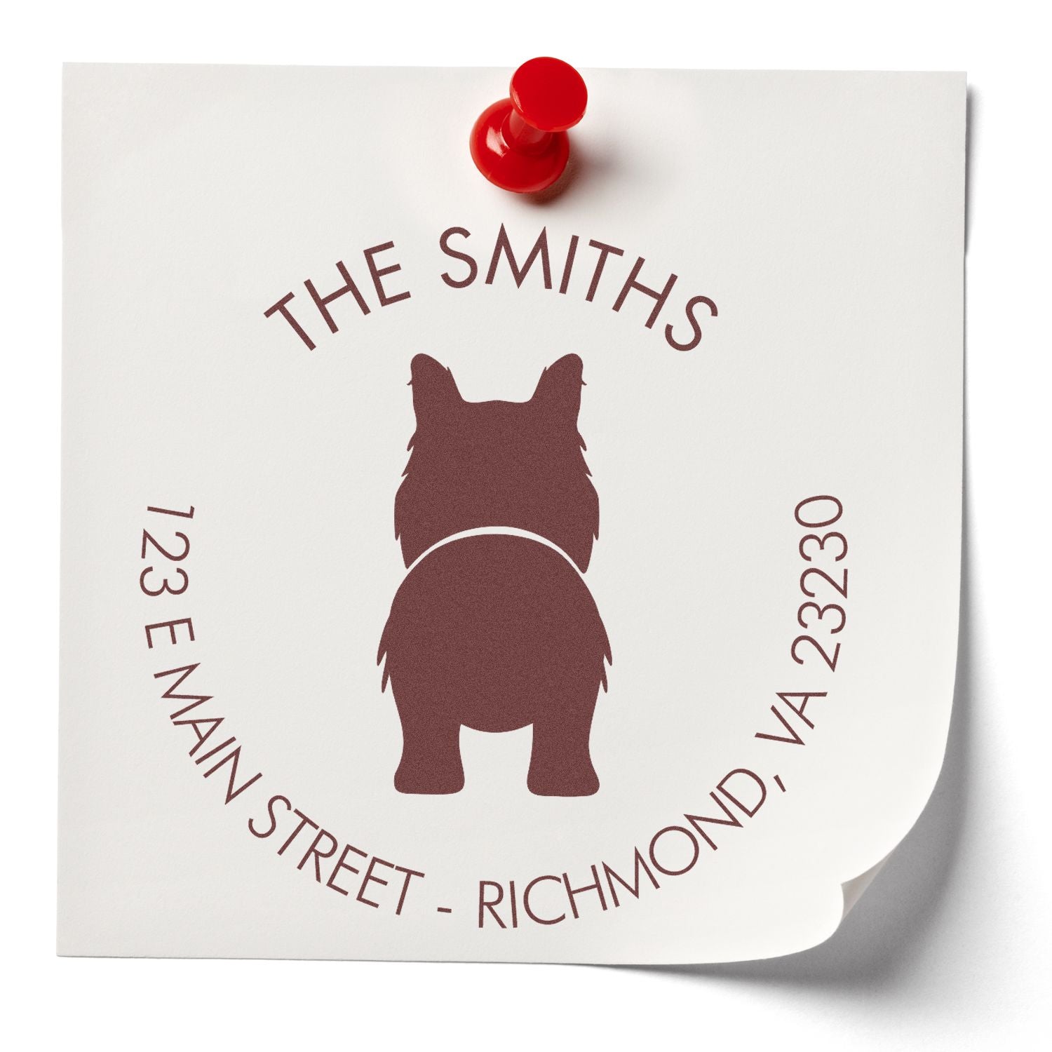 Wood Handle Border Collie Custom Name and Address Stamp for Envelopes - Engineer Seal Stamps
