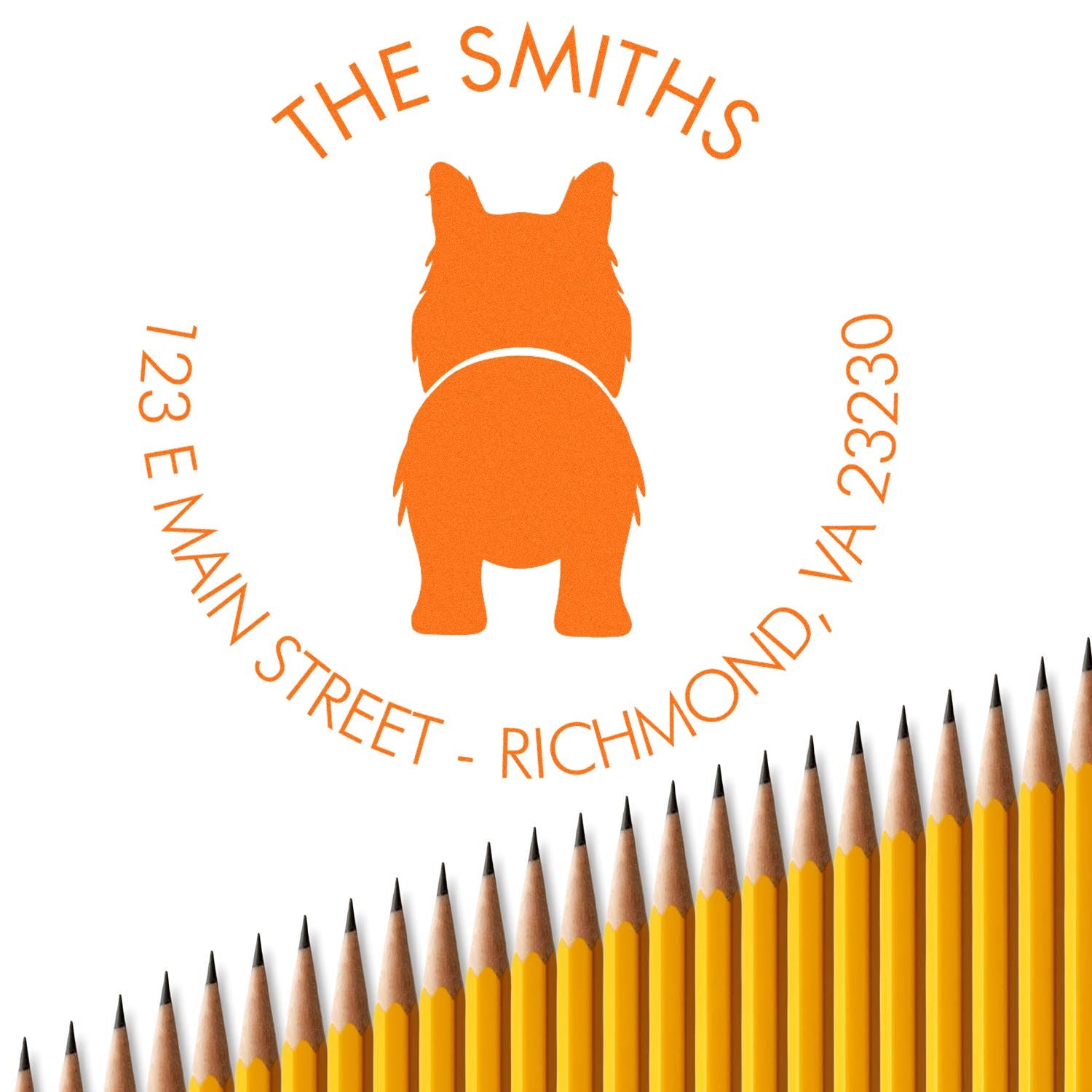 Wood Handle Border Collie Custom Name and Address Stamp for Envelopes - Engineer Seal Stamps