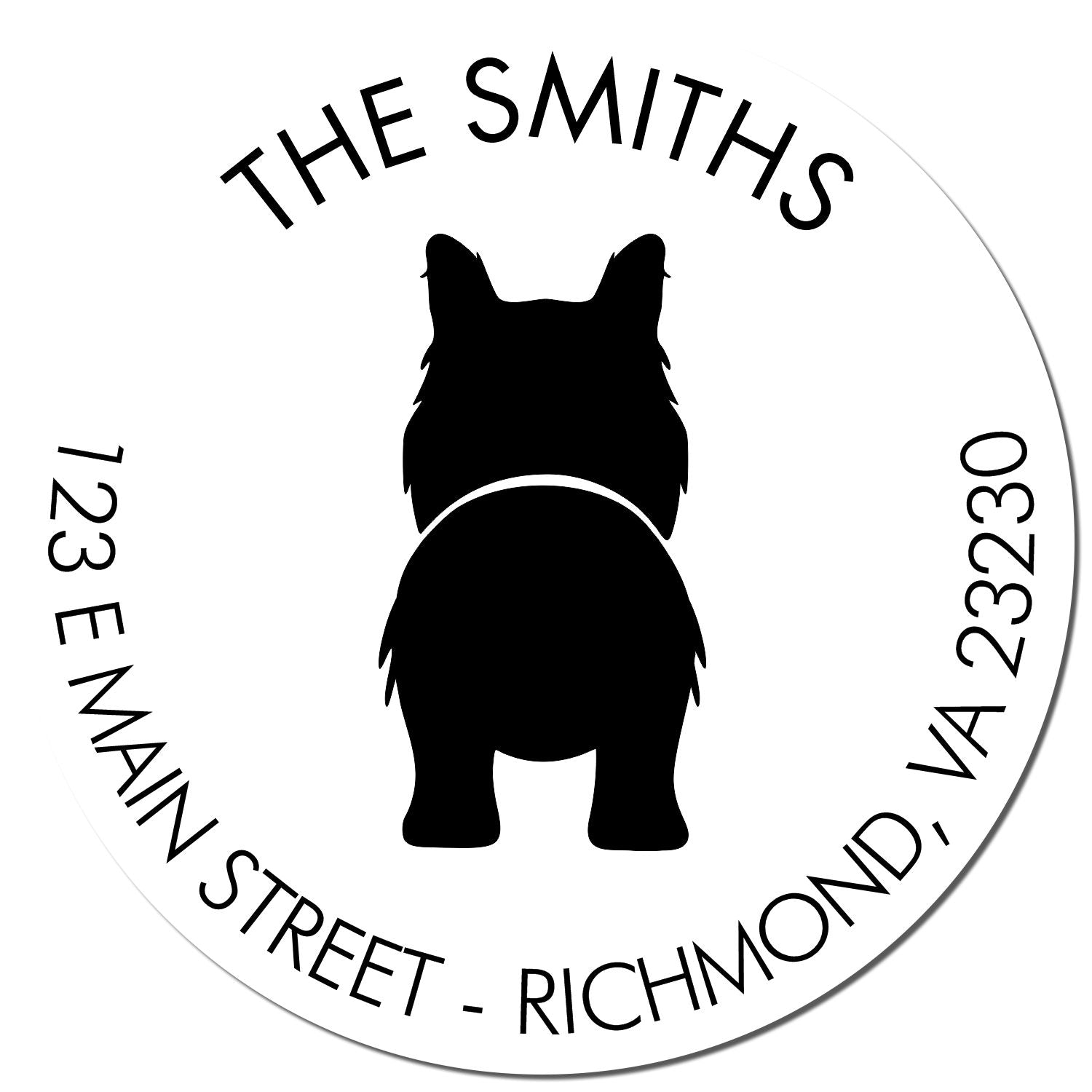 Wood Handle Border Collie Custom Name and Address Stamp for Envelopes - Engineer Seal Stamps