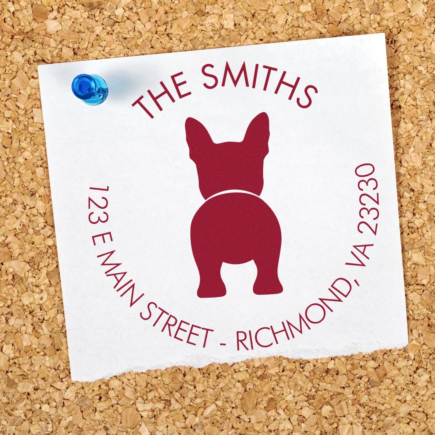 Wood Handle Boston Terrier Custom Name and Address Stamper - Engineer Seal Stamps